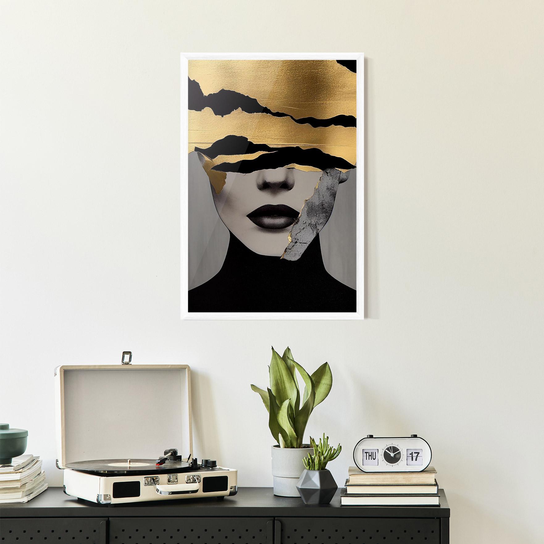 Gerahmte Poster Grey Gold Lips mockup 2
