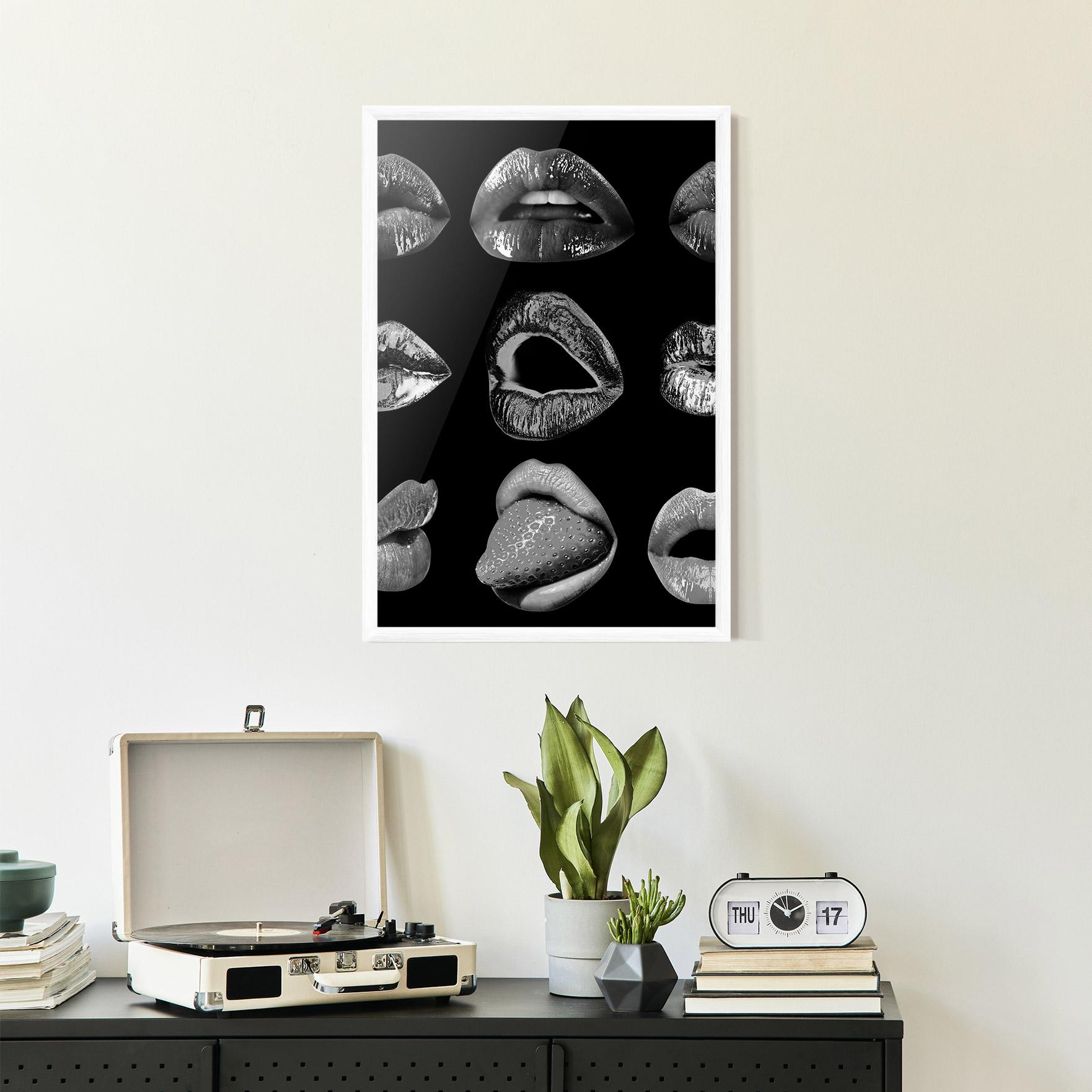 Gerahmte Poster Grey Lips Collage mockup 2
