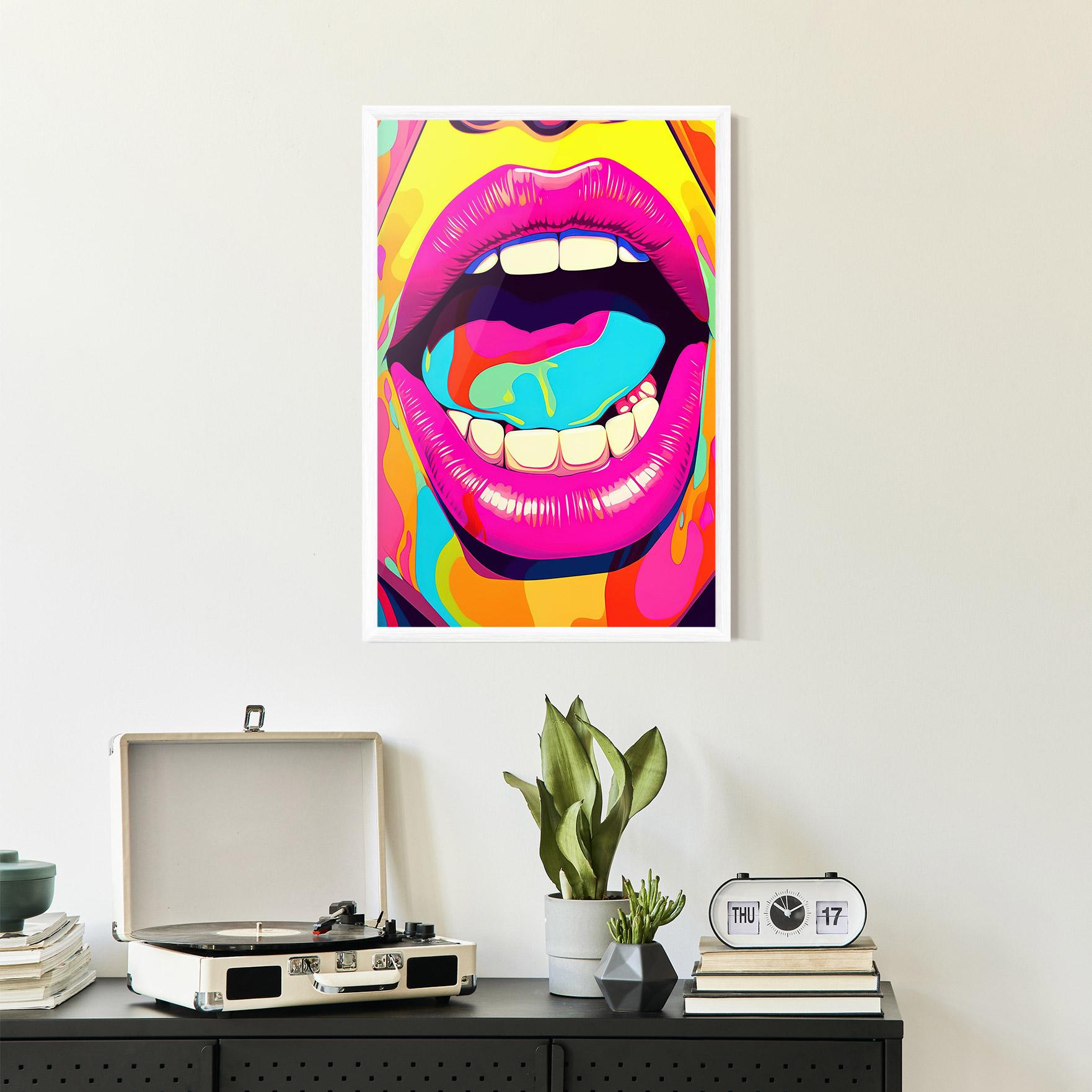 Gerahmte Poster Pop Art Mouth mockup 2