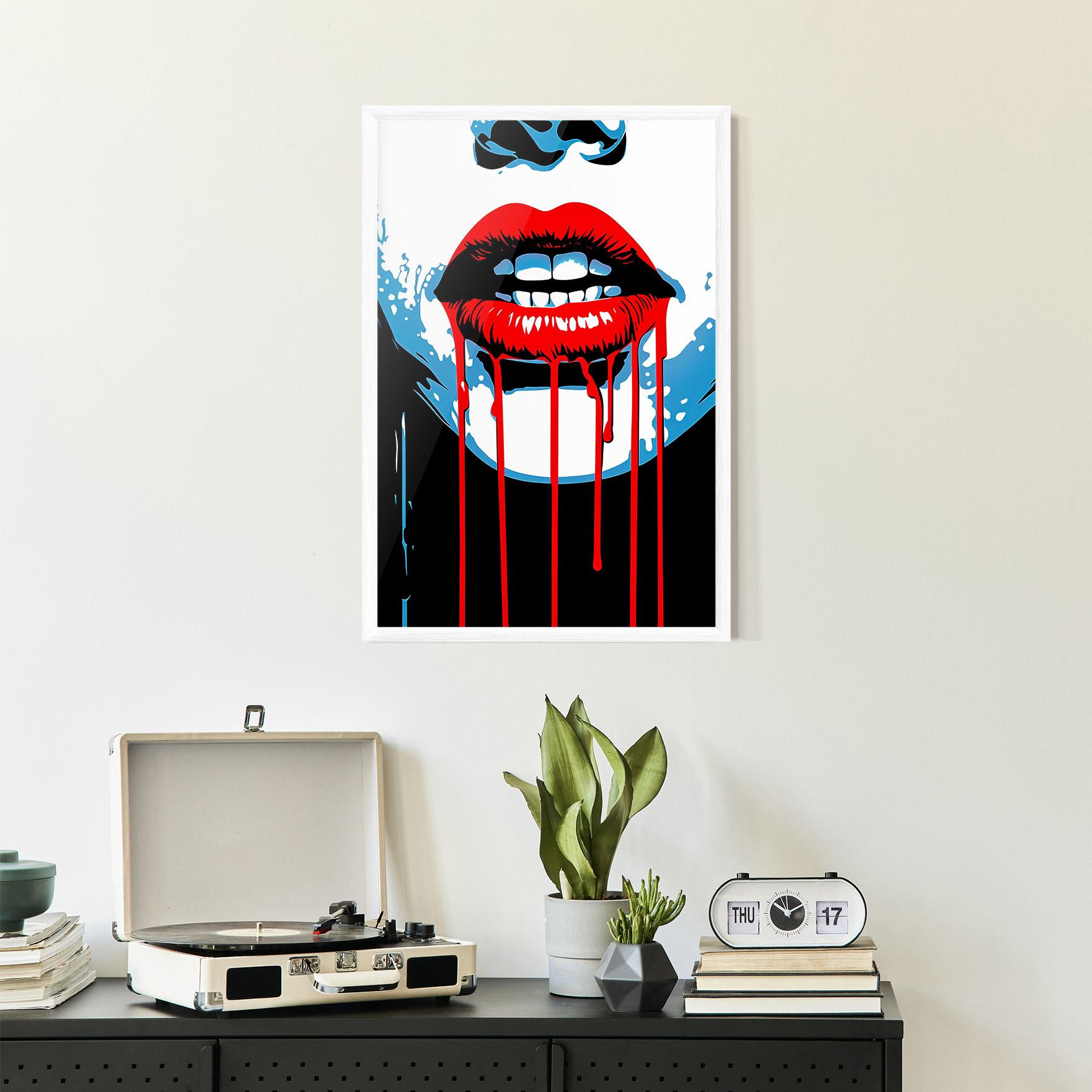 Gerahmte Poster Red Lipstick Flowing mockup 2