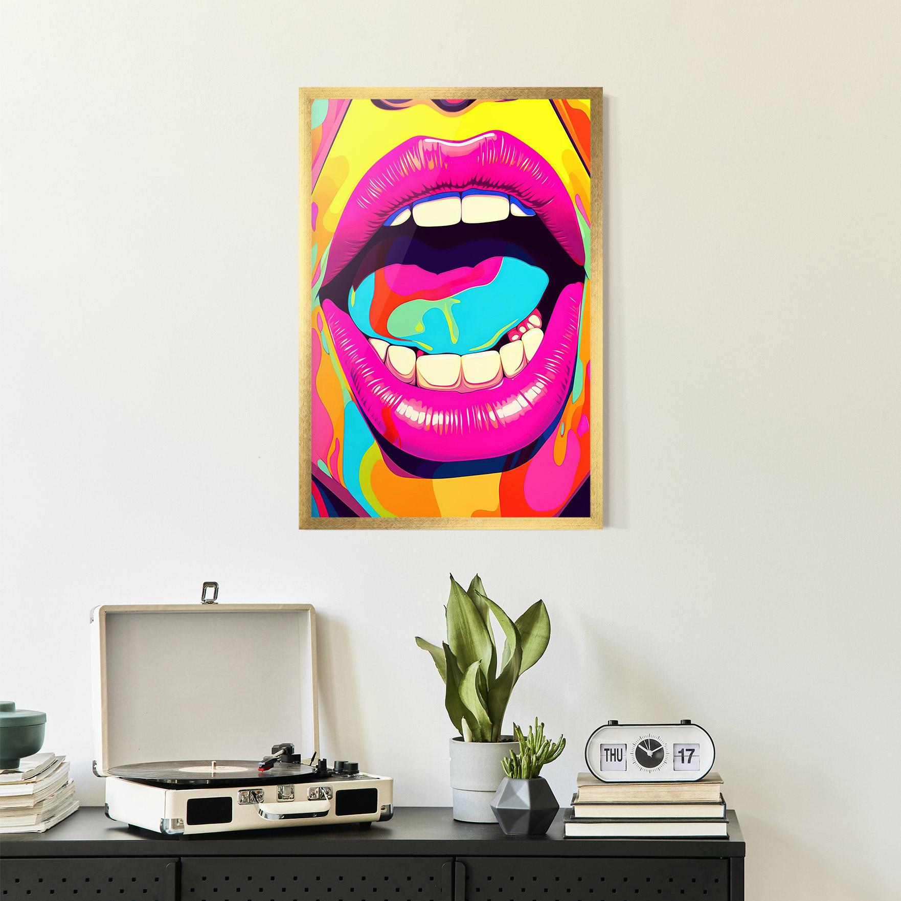 Gerahmte Poster Pop Art Mouth mockup 2