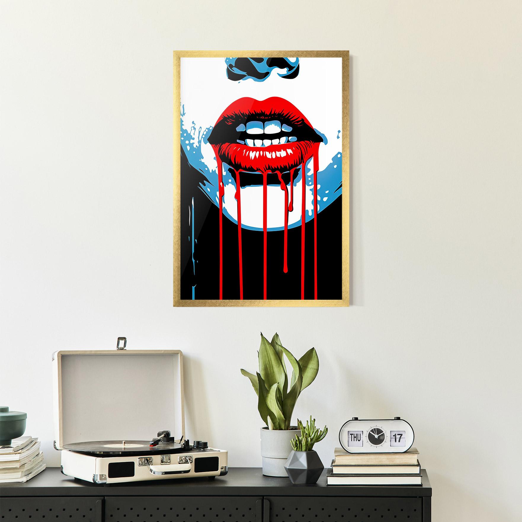 Gerahmte Poster Red Lipstick Flowing mockup 2
