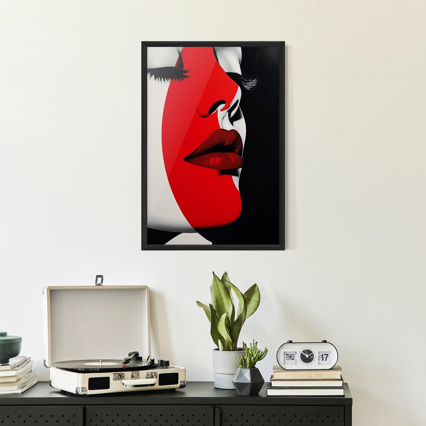 Gerahmte Poster Dark Red Lips mockup 2
