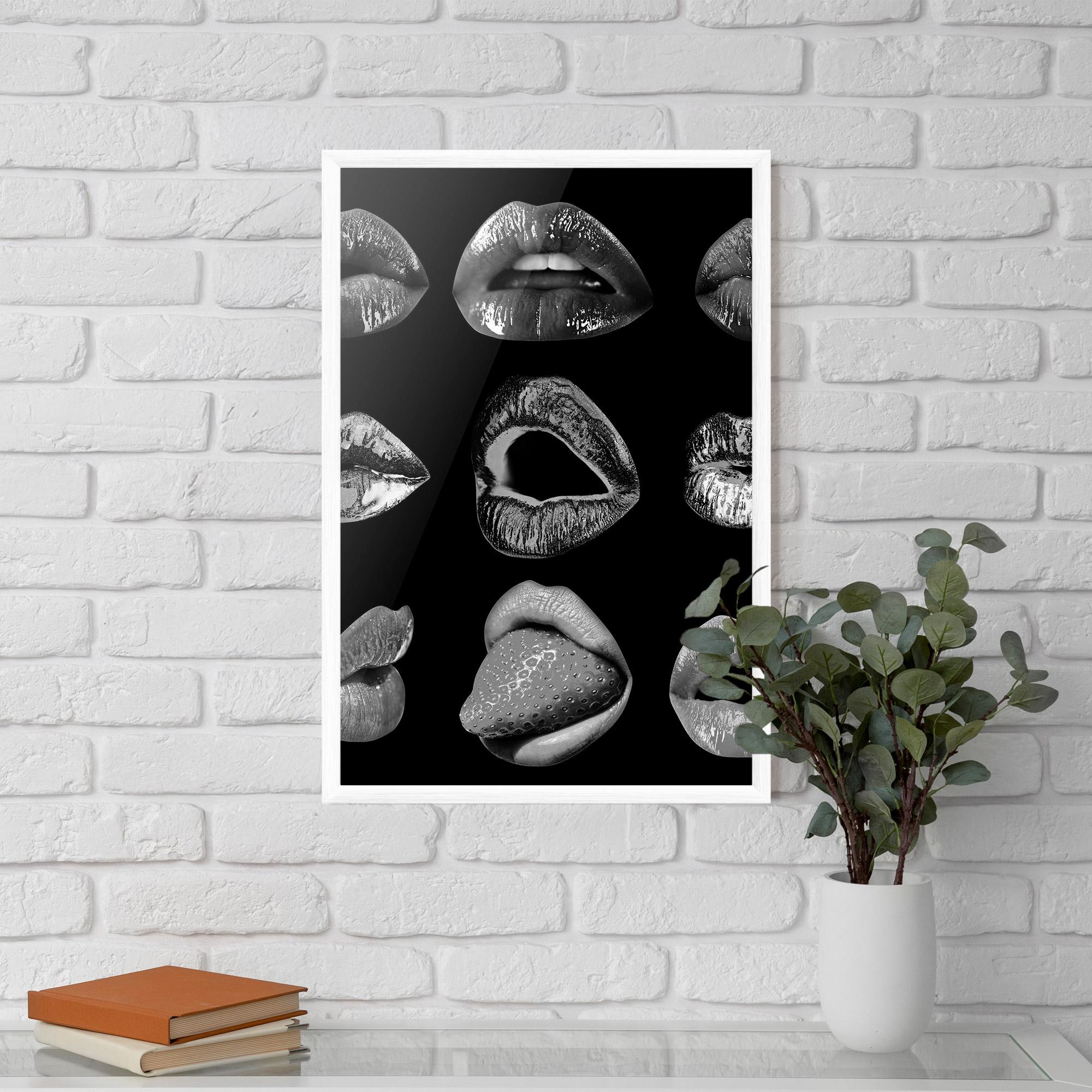 Gerahmte Poster Grey Lips Collage mockup 5