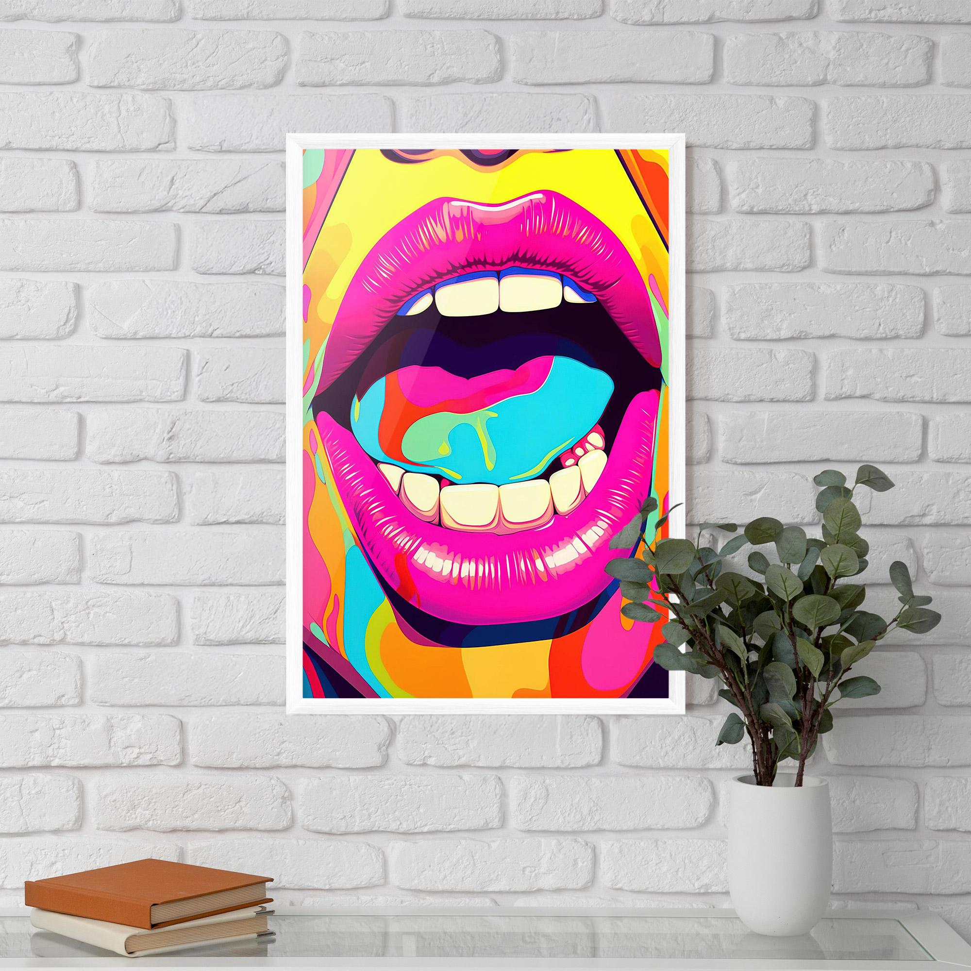 Gerahmte Poster Pop Art Mouth mockup 5
