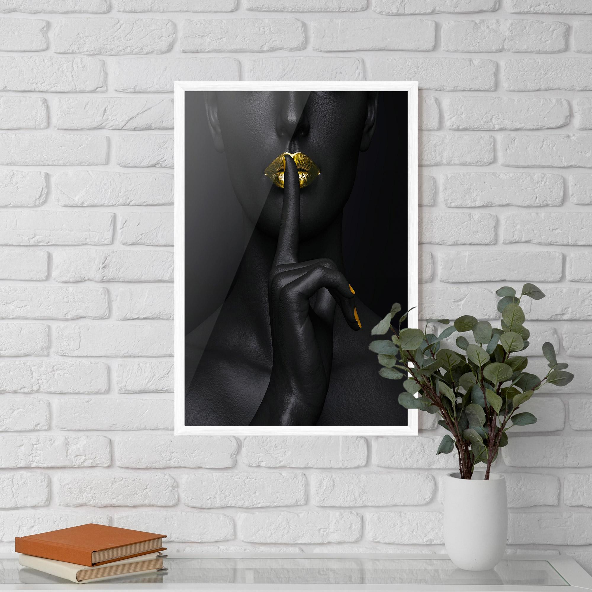 Gerahmte Poster Silence Lips Portrait mockup 5