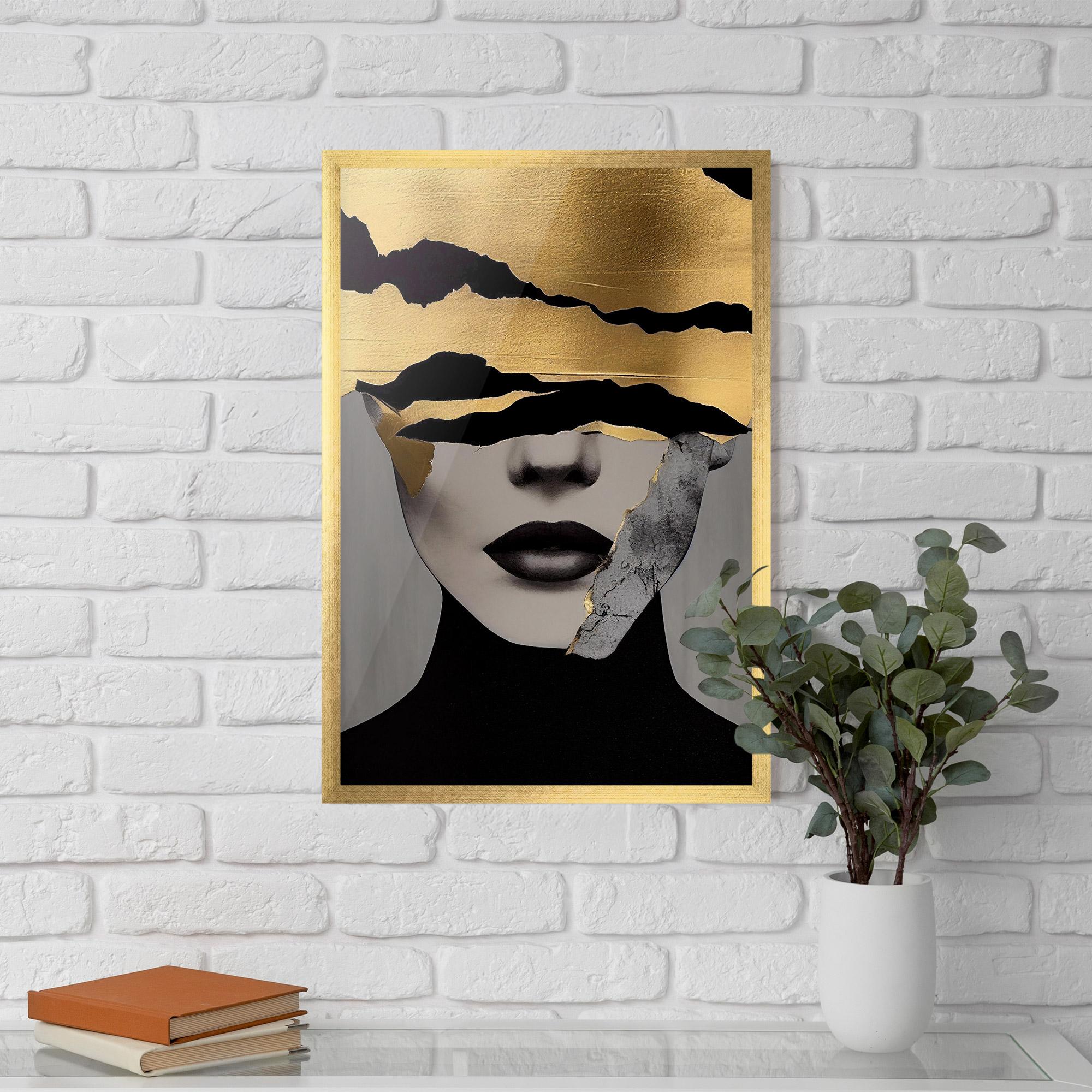 Gerahmte Poster Grey Gold Lips mockup 5