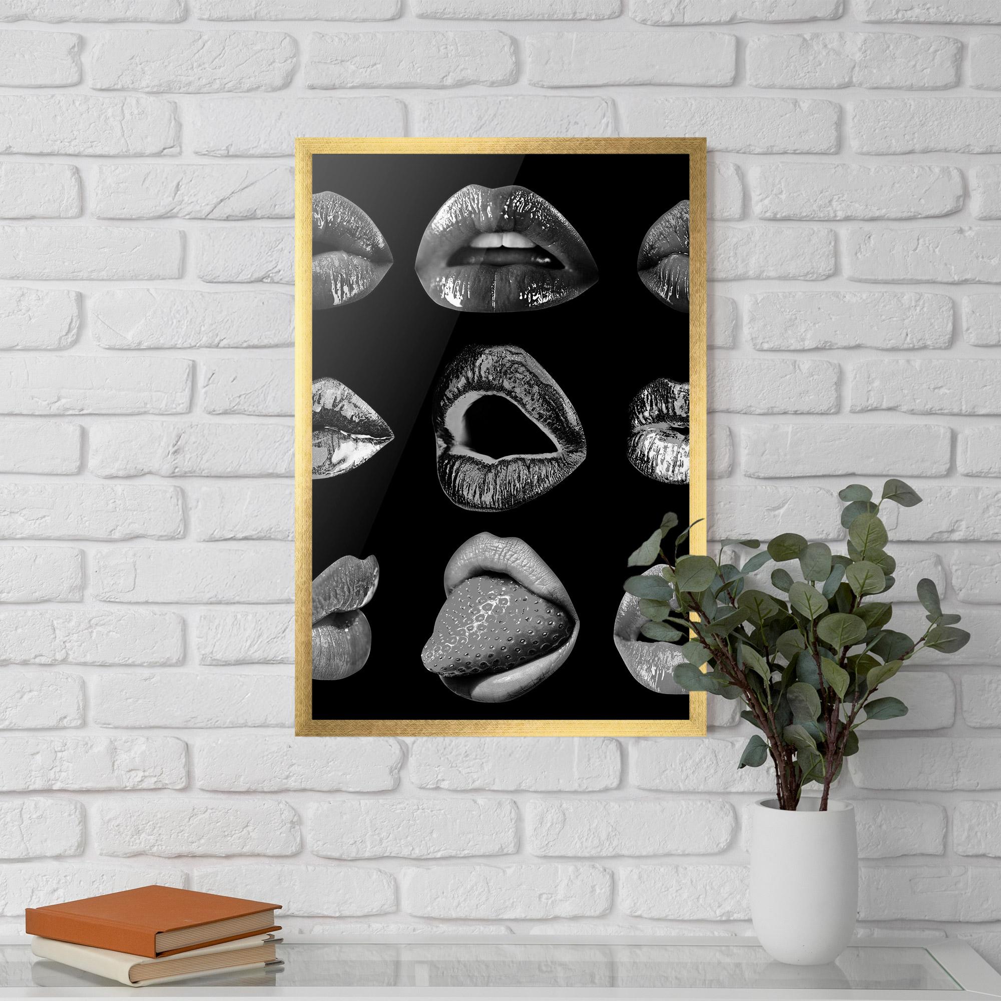 Gerahmte Poster Grey Lips Collage mockup 5