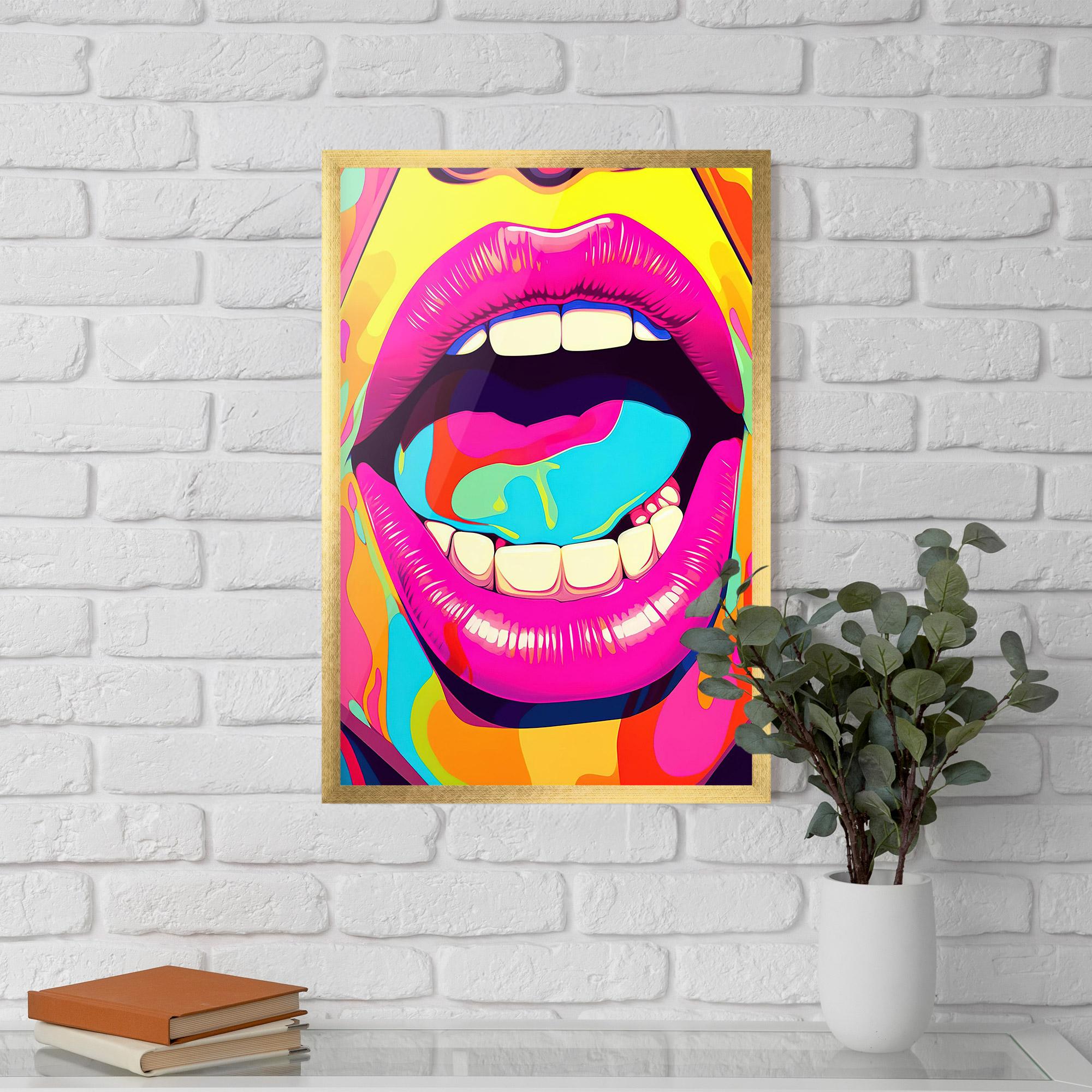 Gerahmte Poster Pop Art Mouth mockup 5