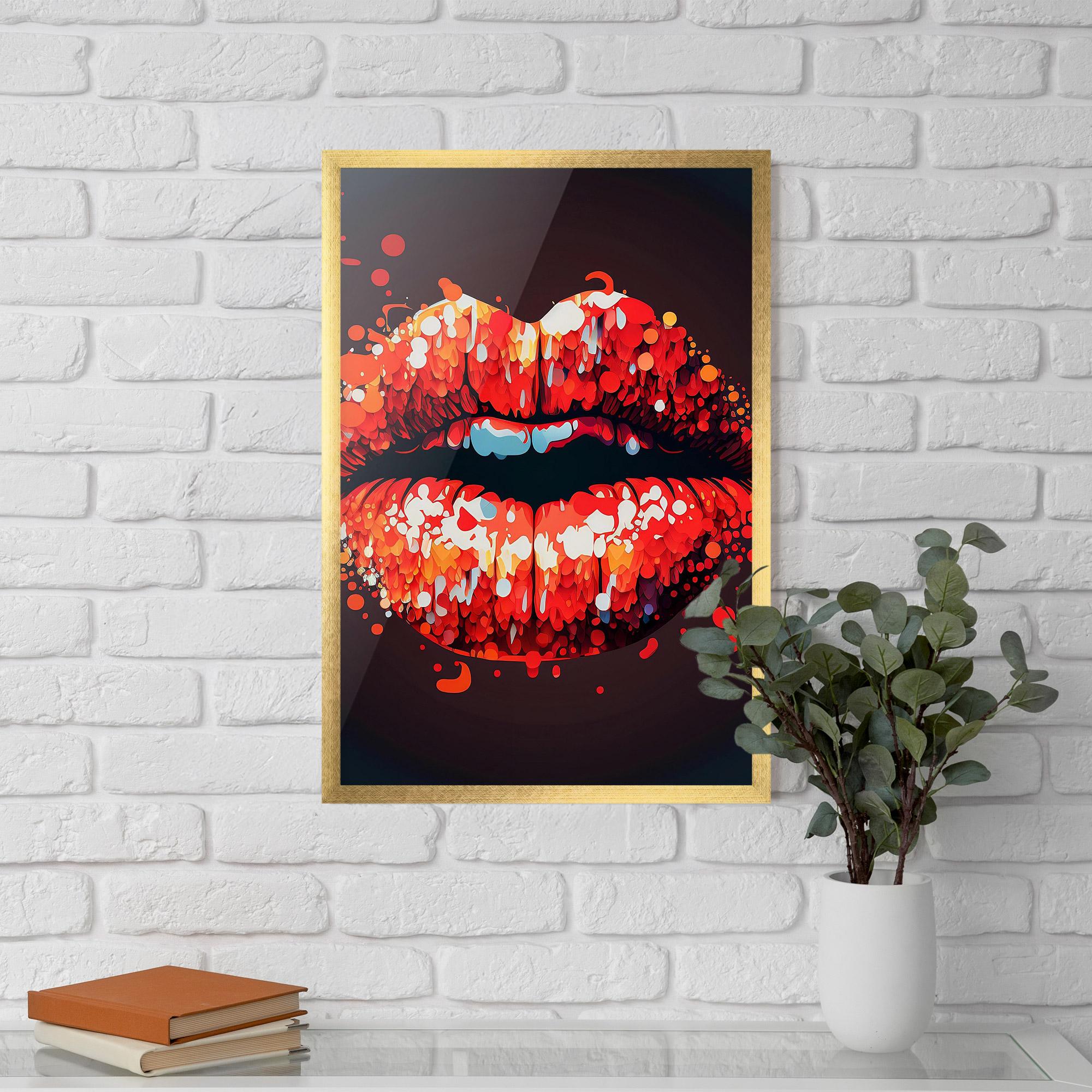 Gerahmte Poster Red Lips With Word Lips It mockup 5