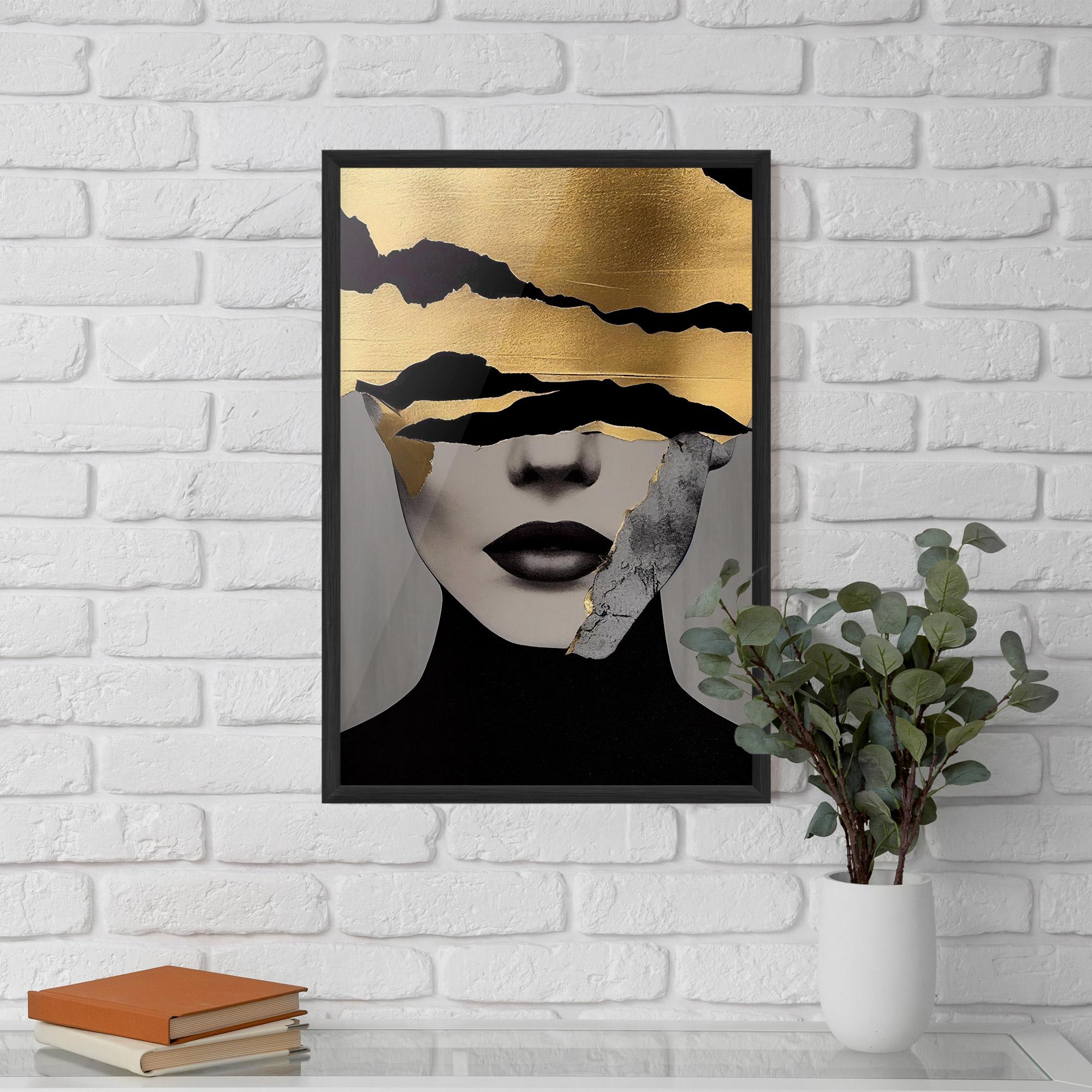 Gerahmte Poster Grey Gold Lips mockup 5