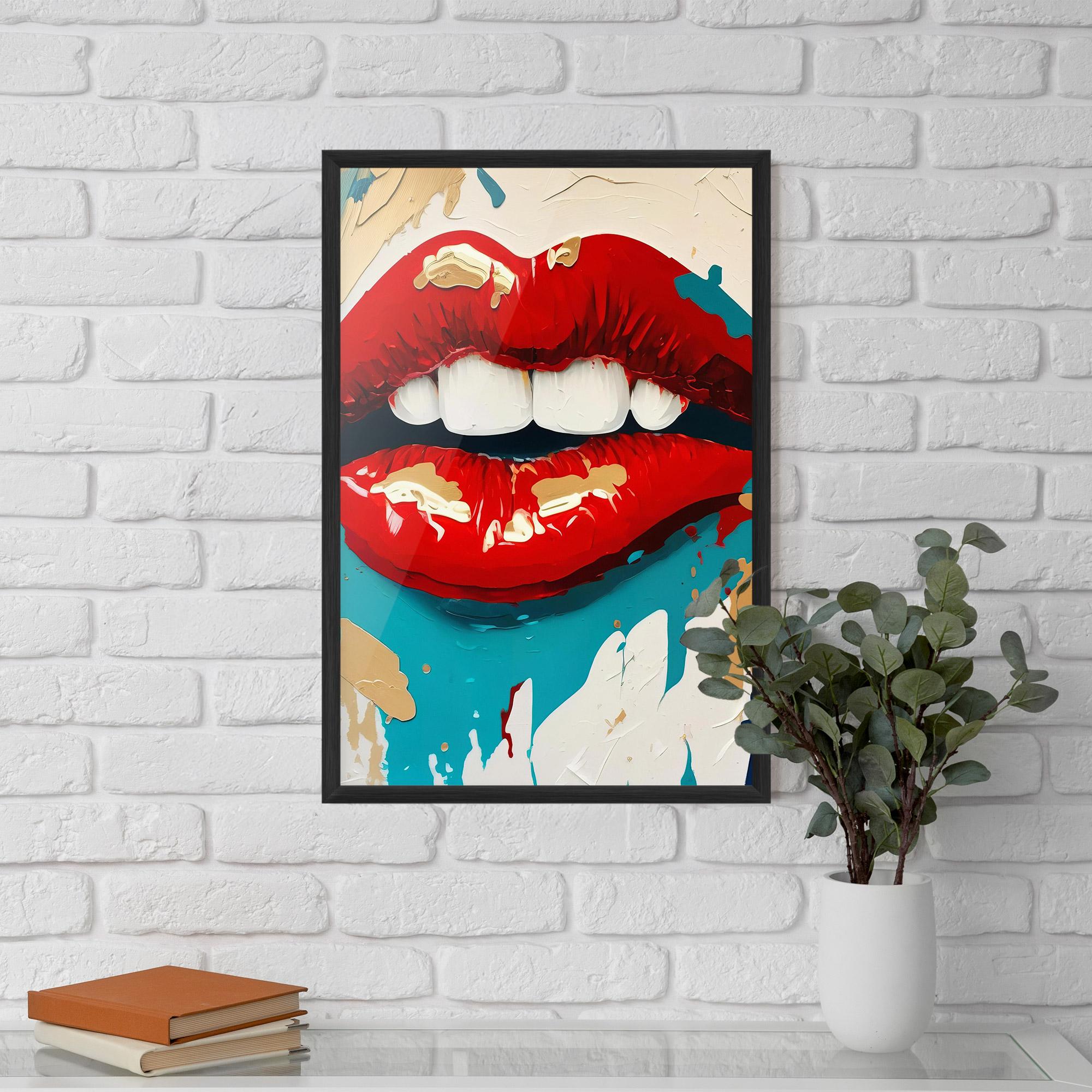 Gerahmte Poster Red Gold Lips mockup 5