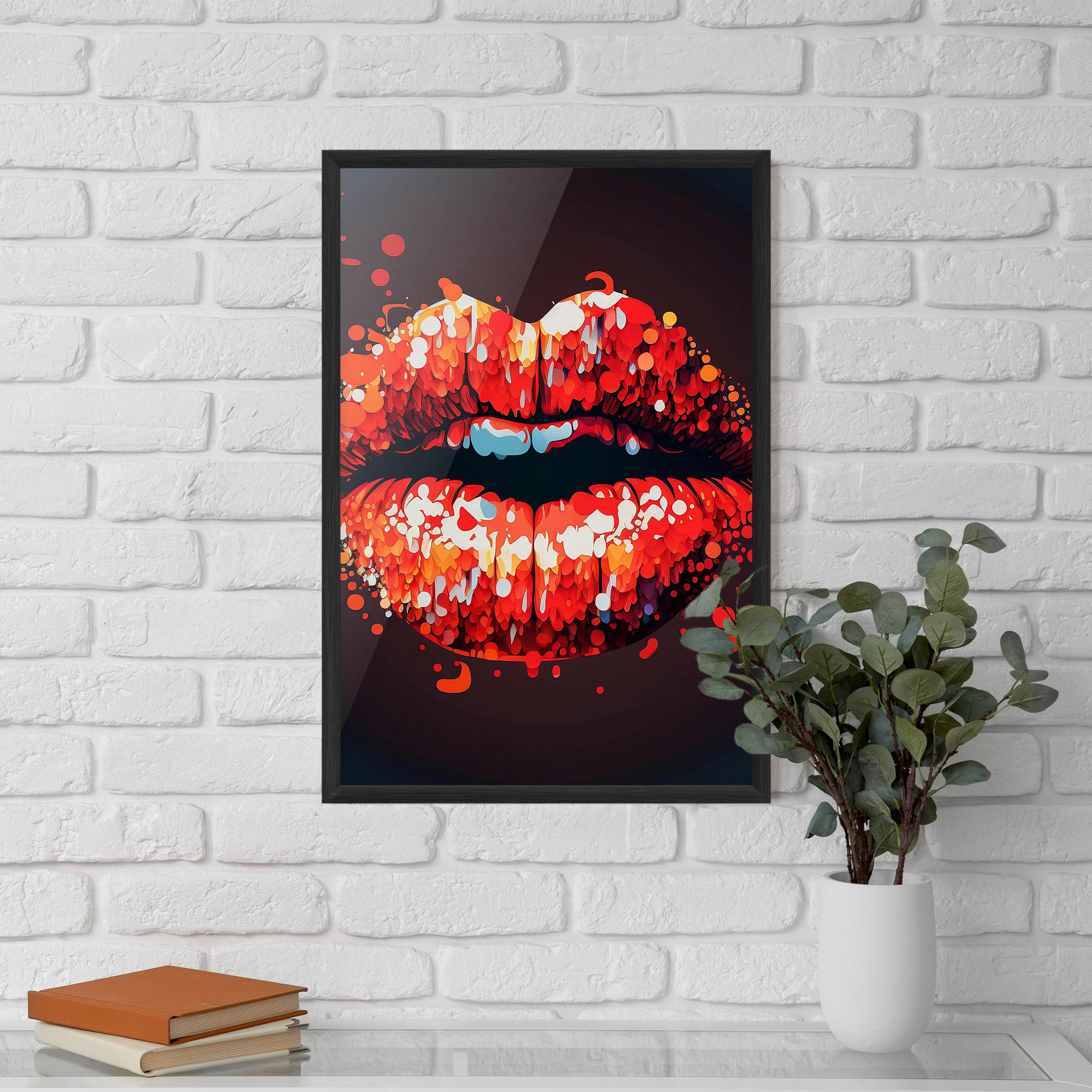 Gerahmte Poster Red Lips With Word Lips It mockup 5