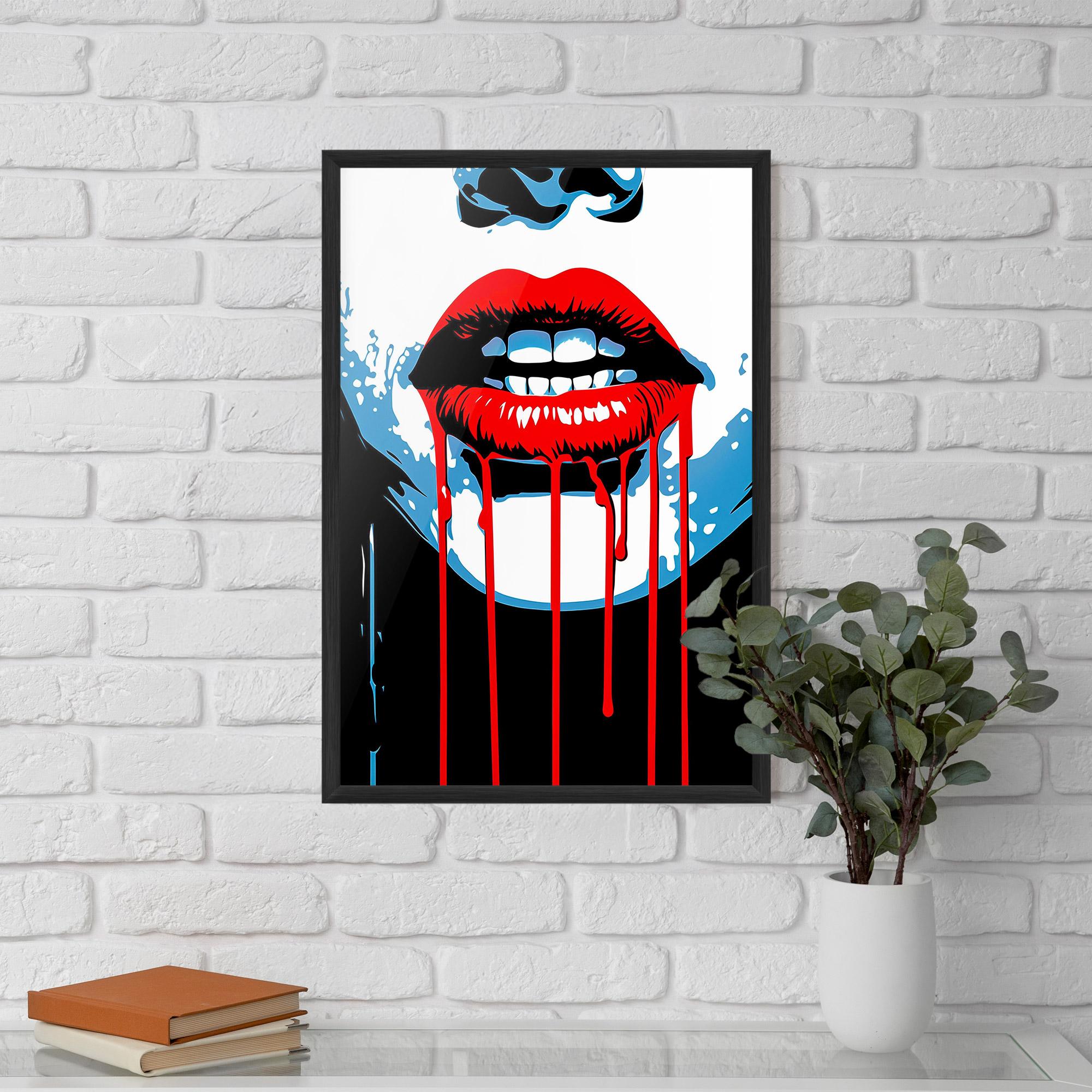 Gerahmte Poster Red Lipstick Flowing mockup 5