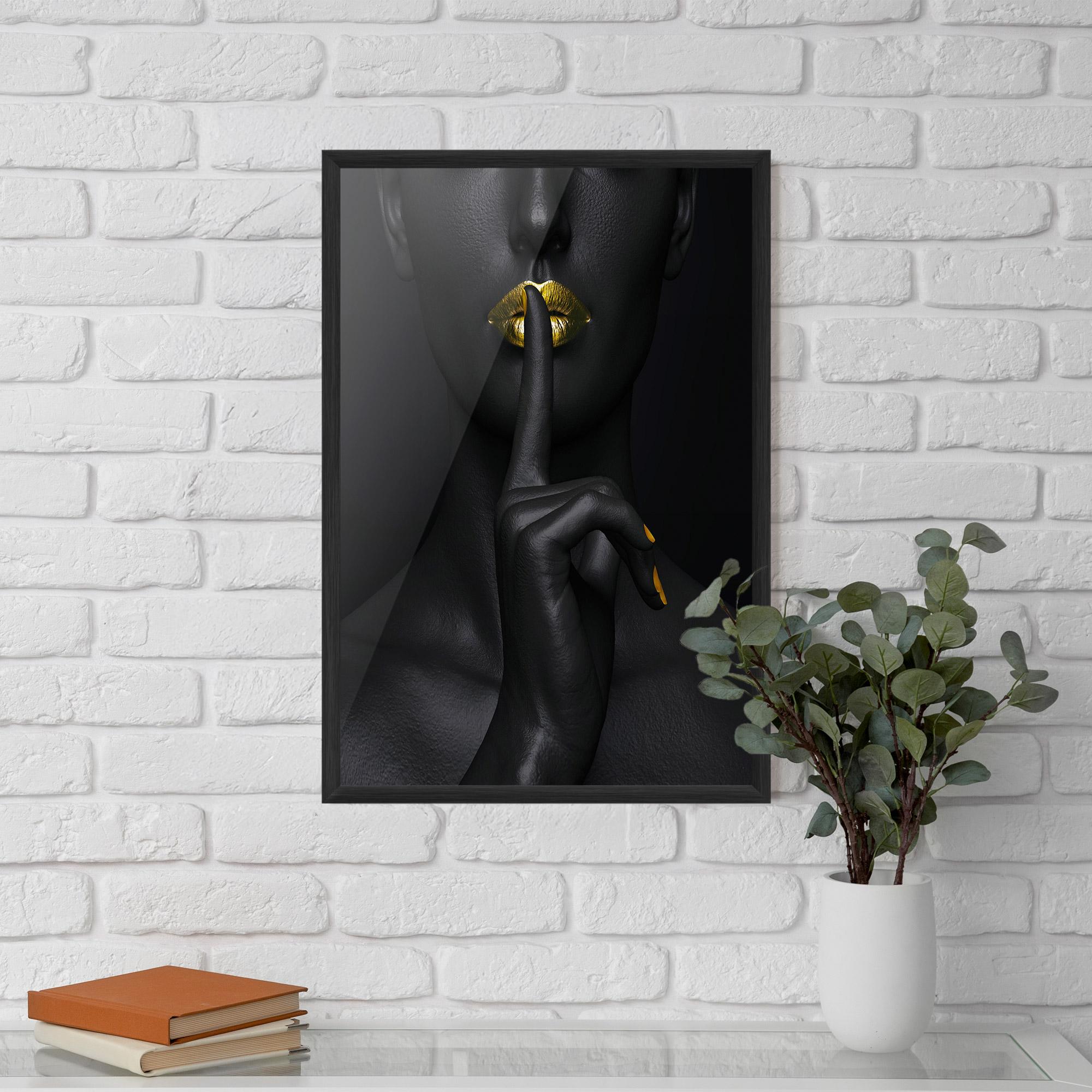 Gerahmte Poster Silence Lips Portrait mockup 5