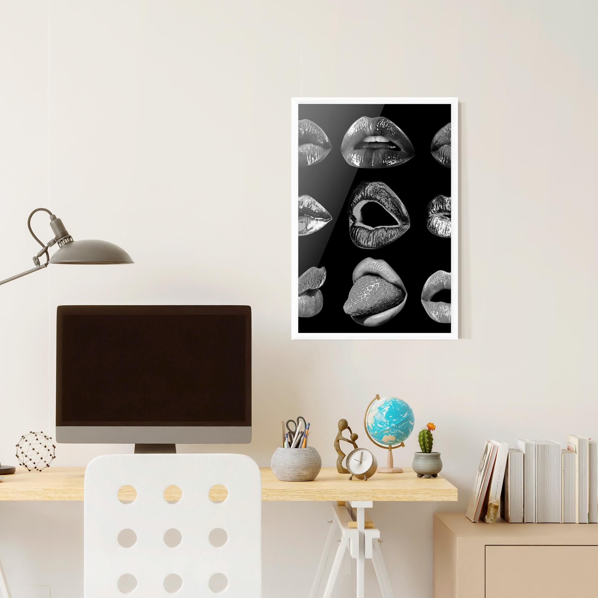 Gerahmte Poster Grey Lips Collage mockup 6