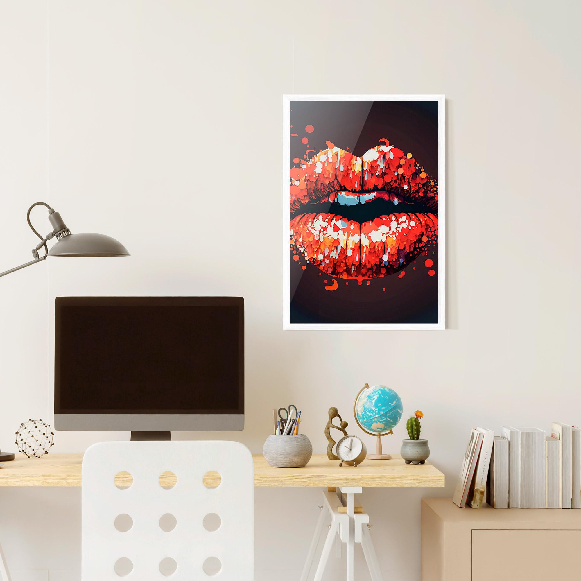 Gerahmte Poster Red Lips With Word Lips It mockup 6