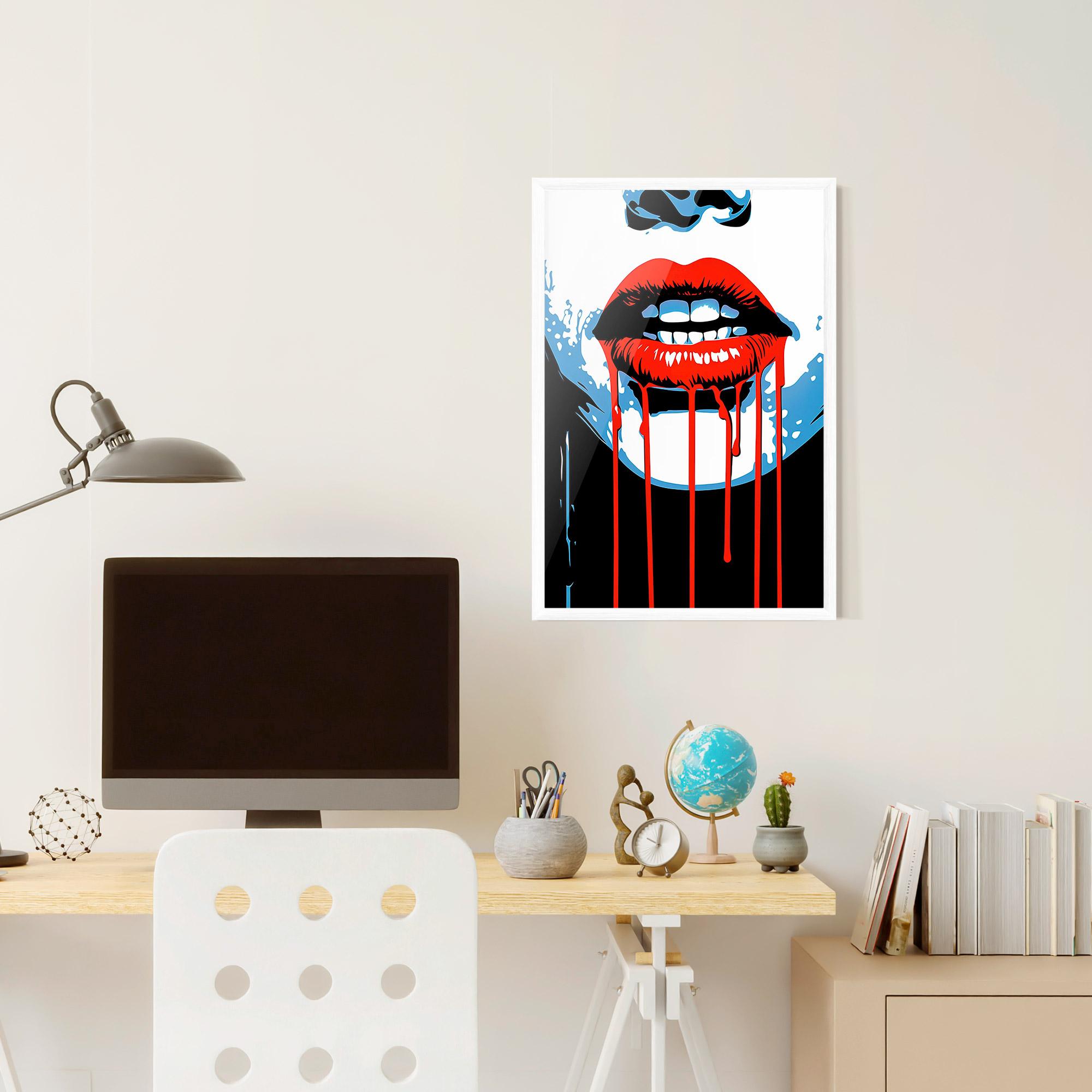 Gerahmte Poster Red Lipstick Flowing mockup 6