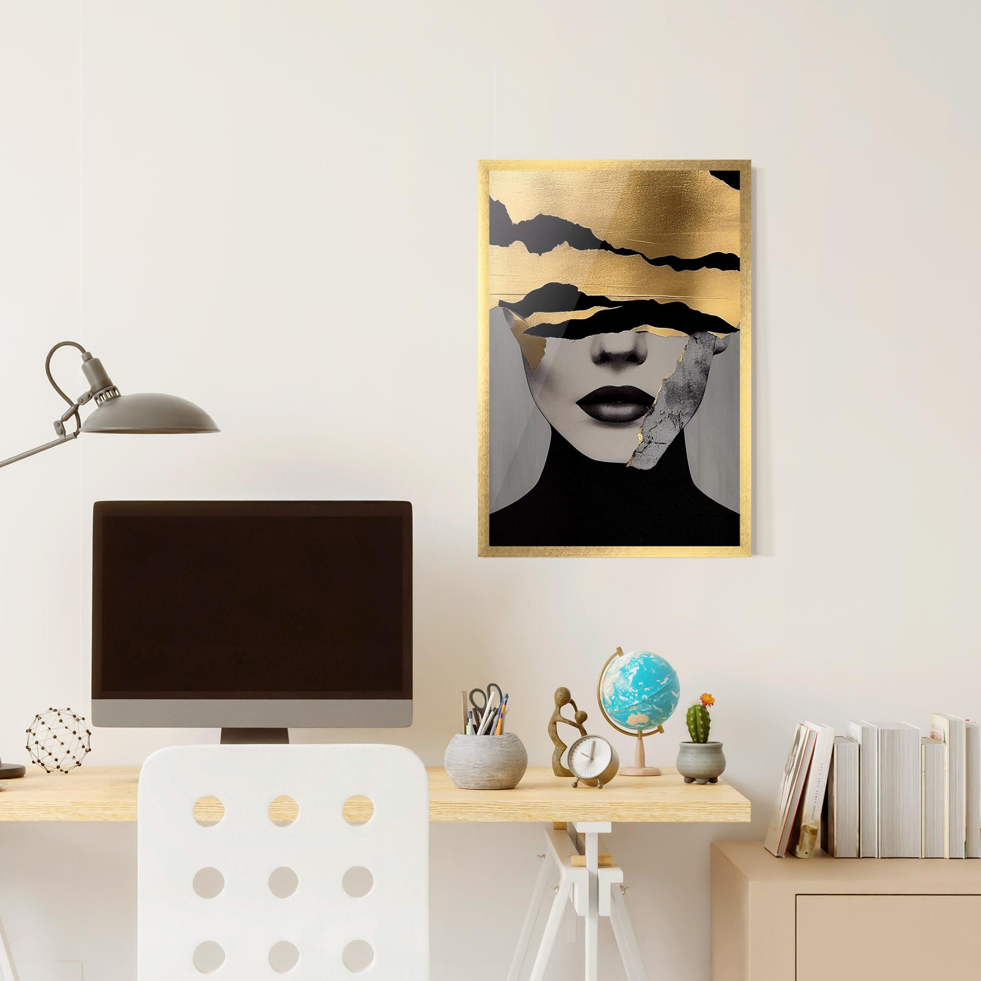 Gerahmte Poster Grey Gold Lips mockup 6