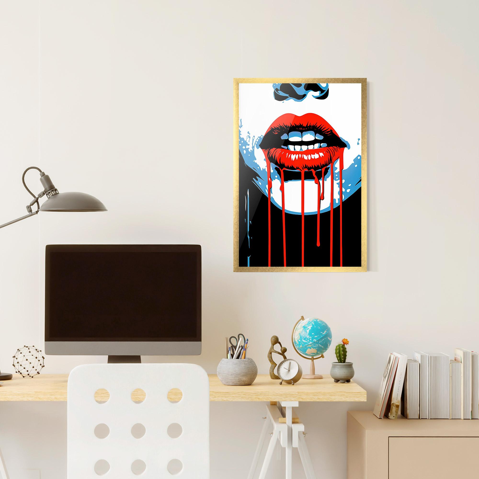 Gerahmte Poster Red Lipstick Flowing mockup 6