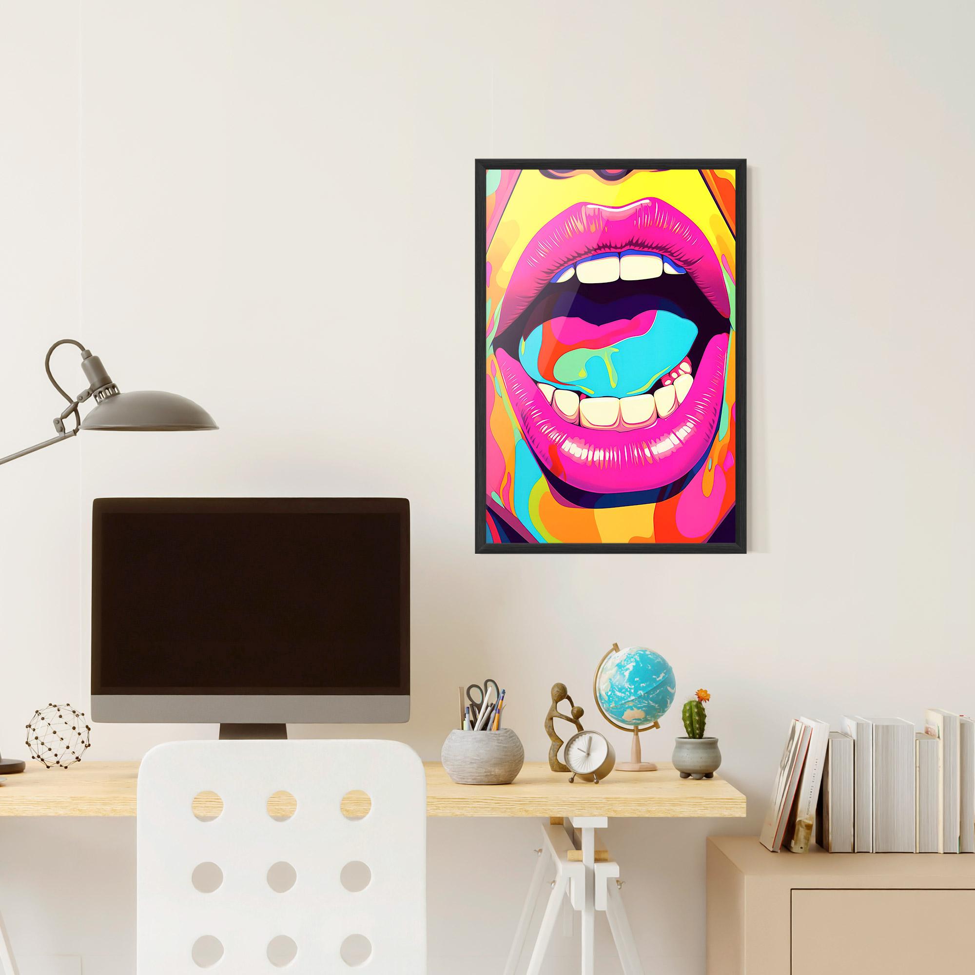 Gerahmte Poster Pop Art Mouth mockup 6