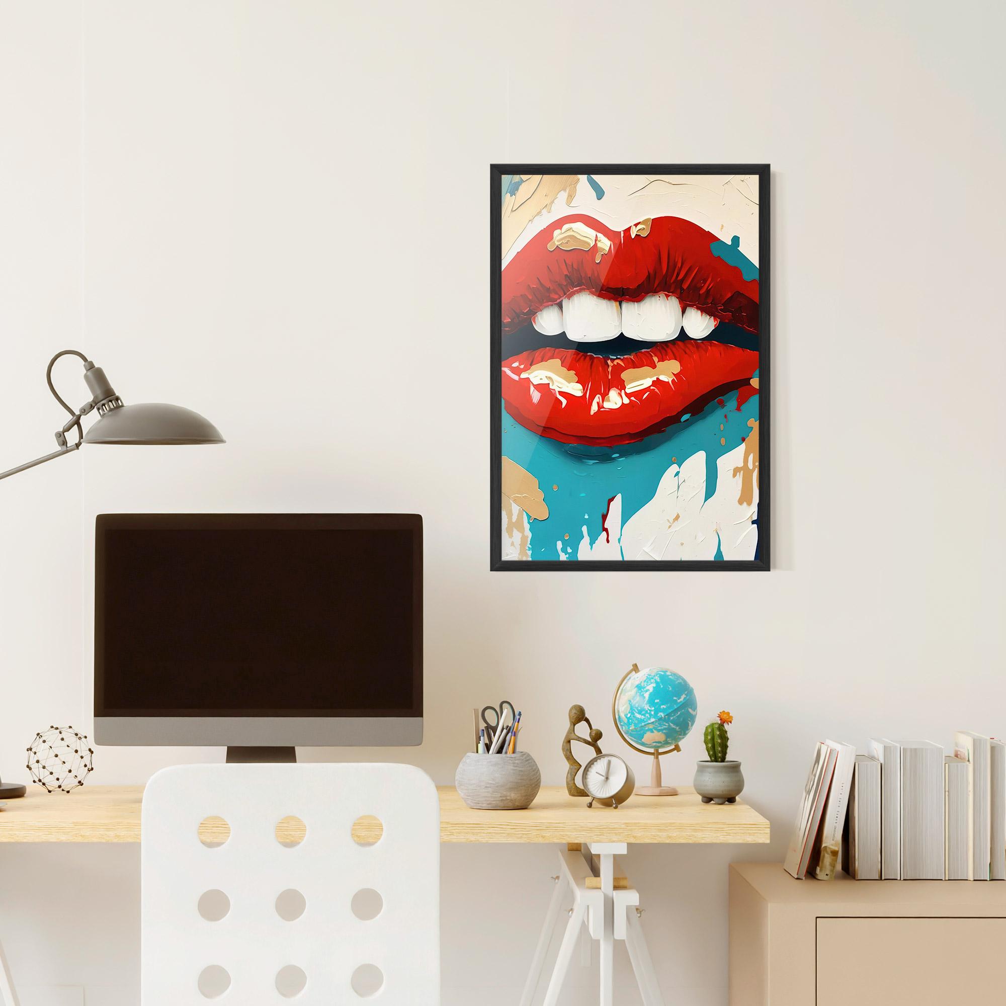 Gerahmte Poster Red Gold Lips mockup 6