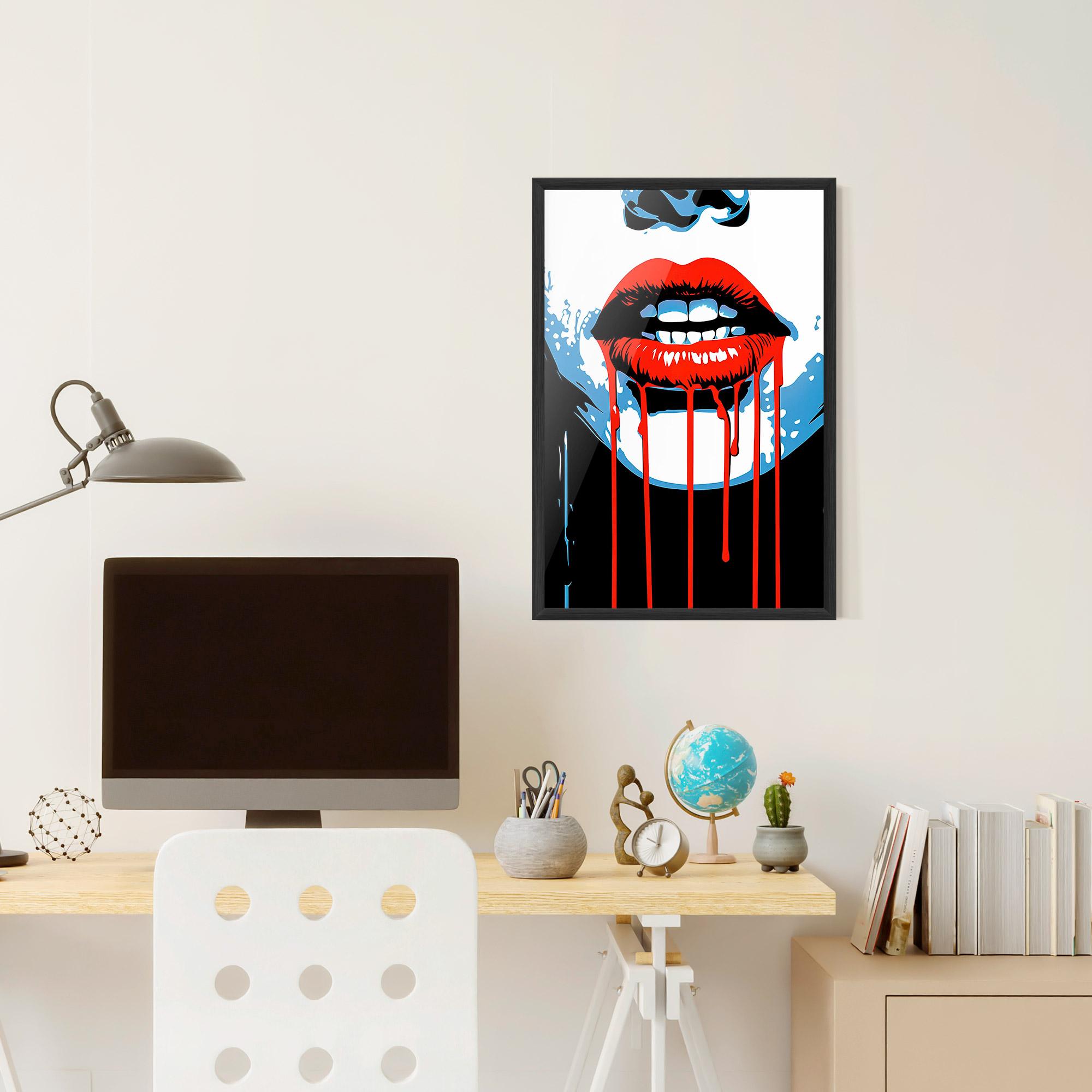 Gerahmte Poster Red Lipstick Flowing mockup 6
