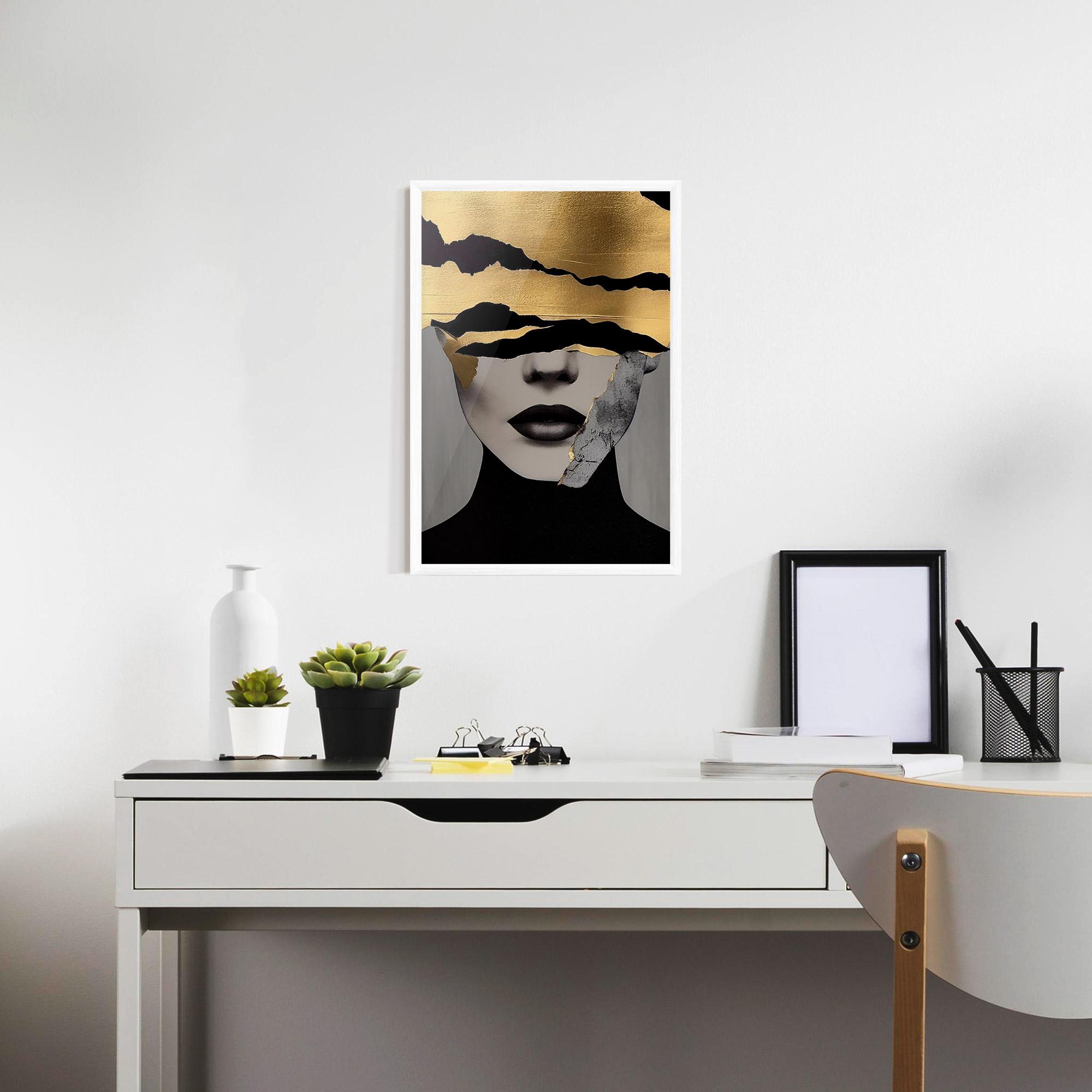 Gerahmte Poster Grey Gold Lips mockup 7