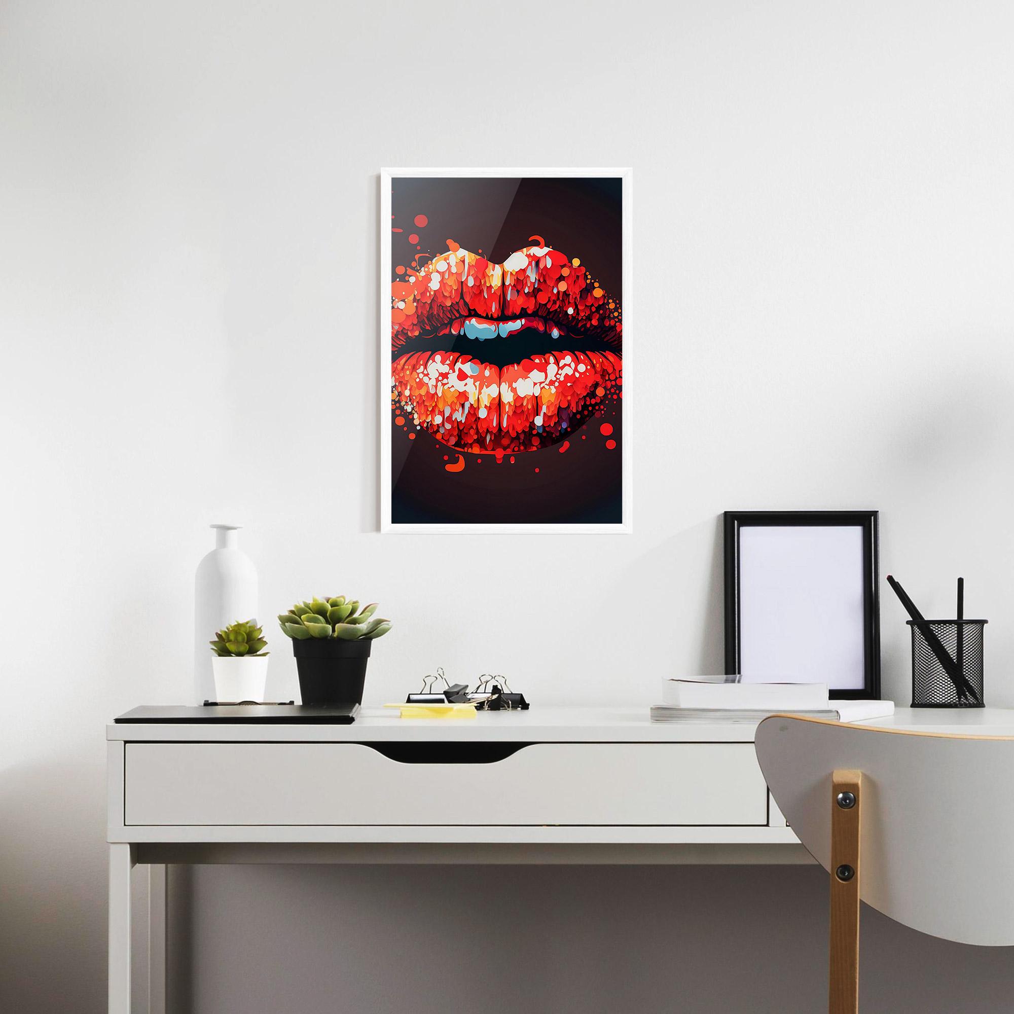 Gerahmte Poster Red Lips With Word Lips It mockup 7