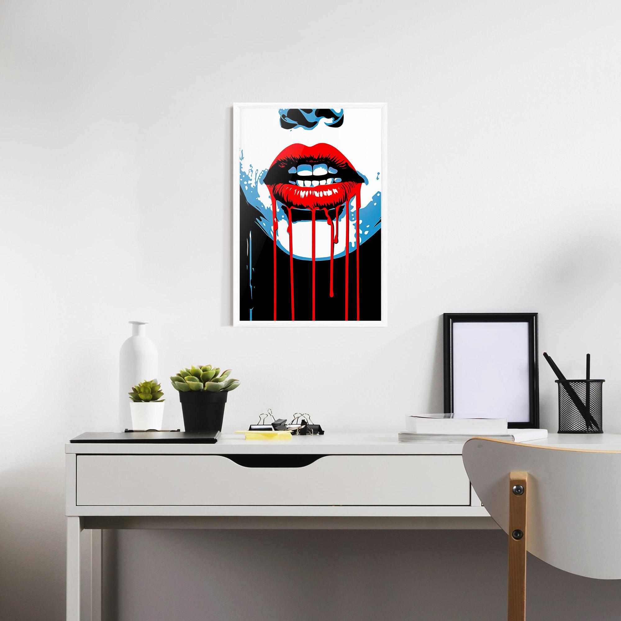 Gerahmte Poster Red Lipstick Flowing mockup 7