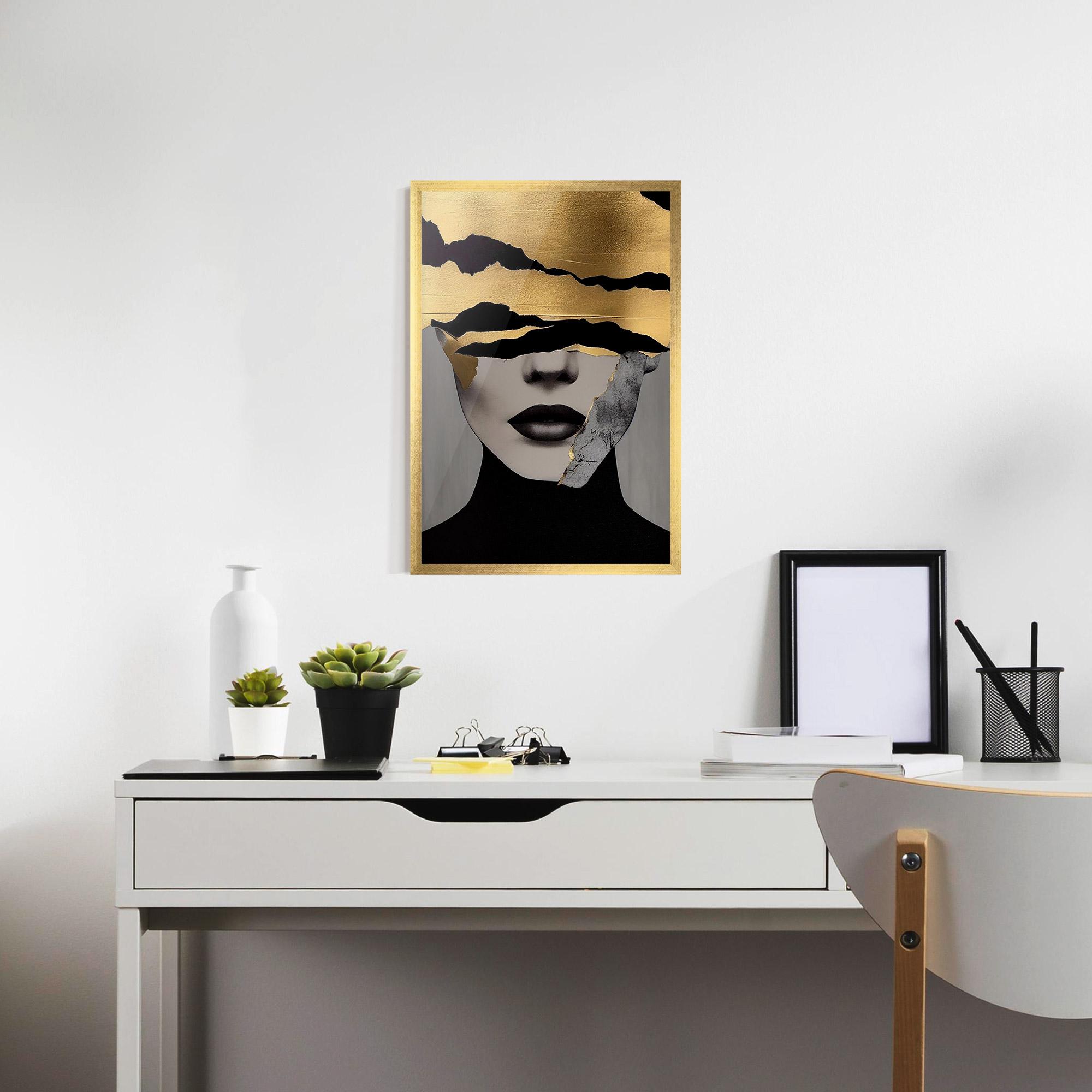 Gerahmte Poster Grey Gold Lips mockup 7