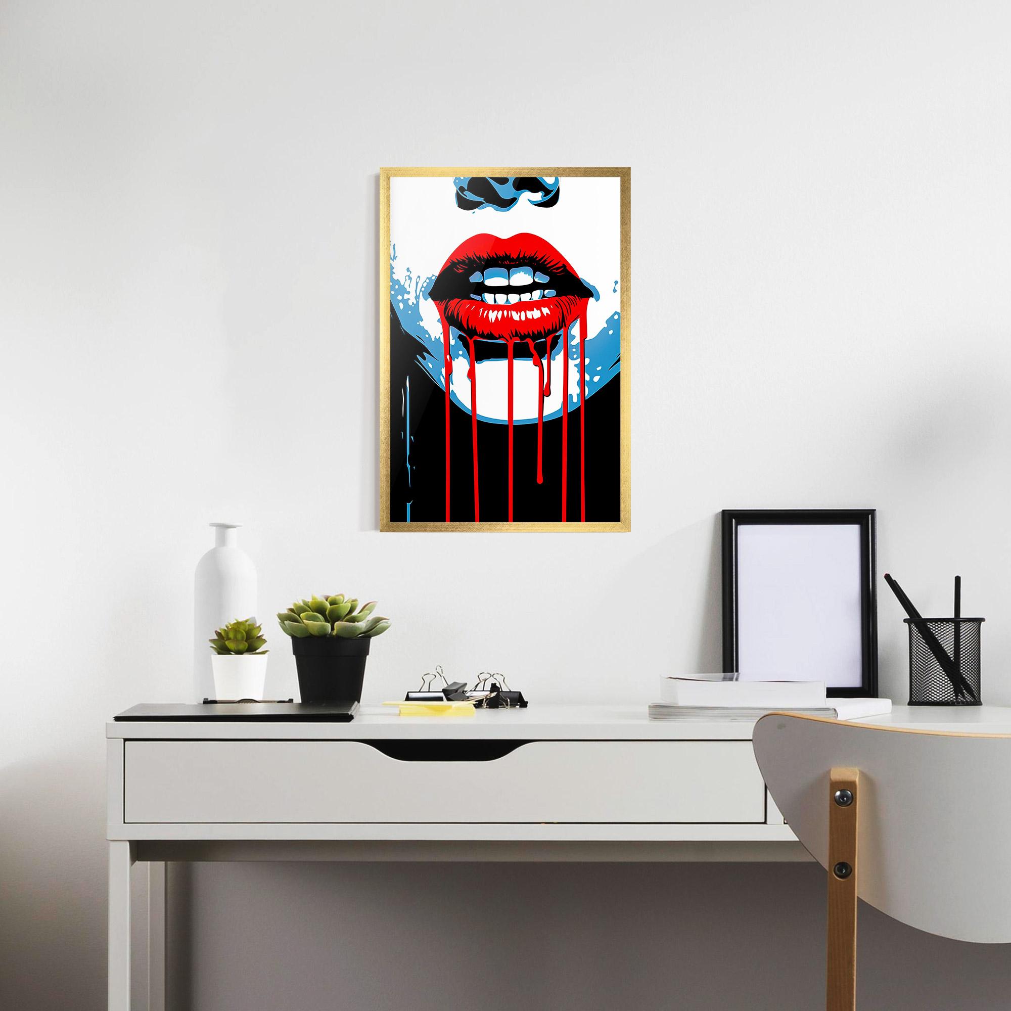 Gerahmte Poster Red Lipstick Flowing mockup 7