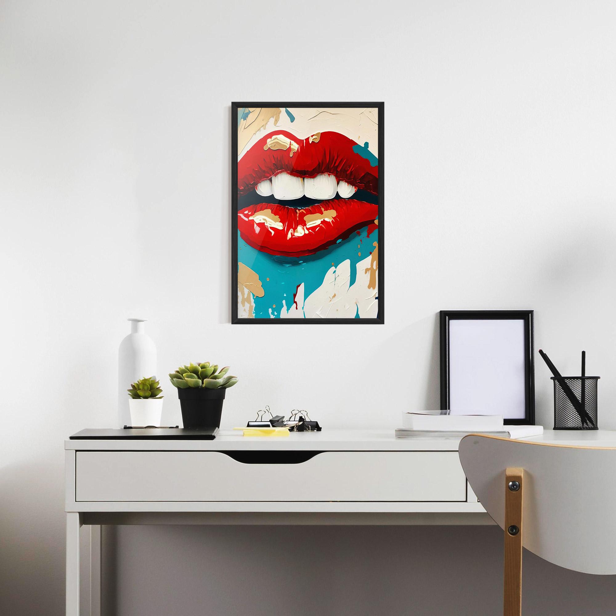 Gerahmte Poster Red Gold Lips mockup 7