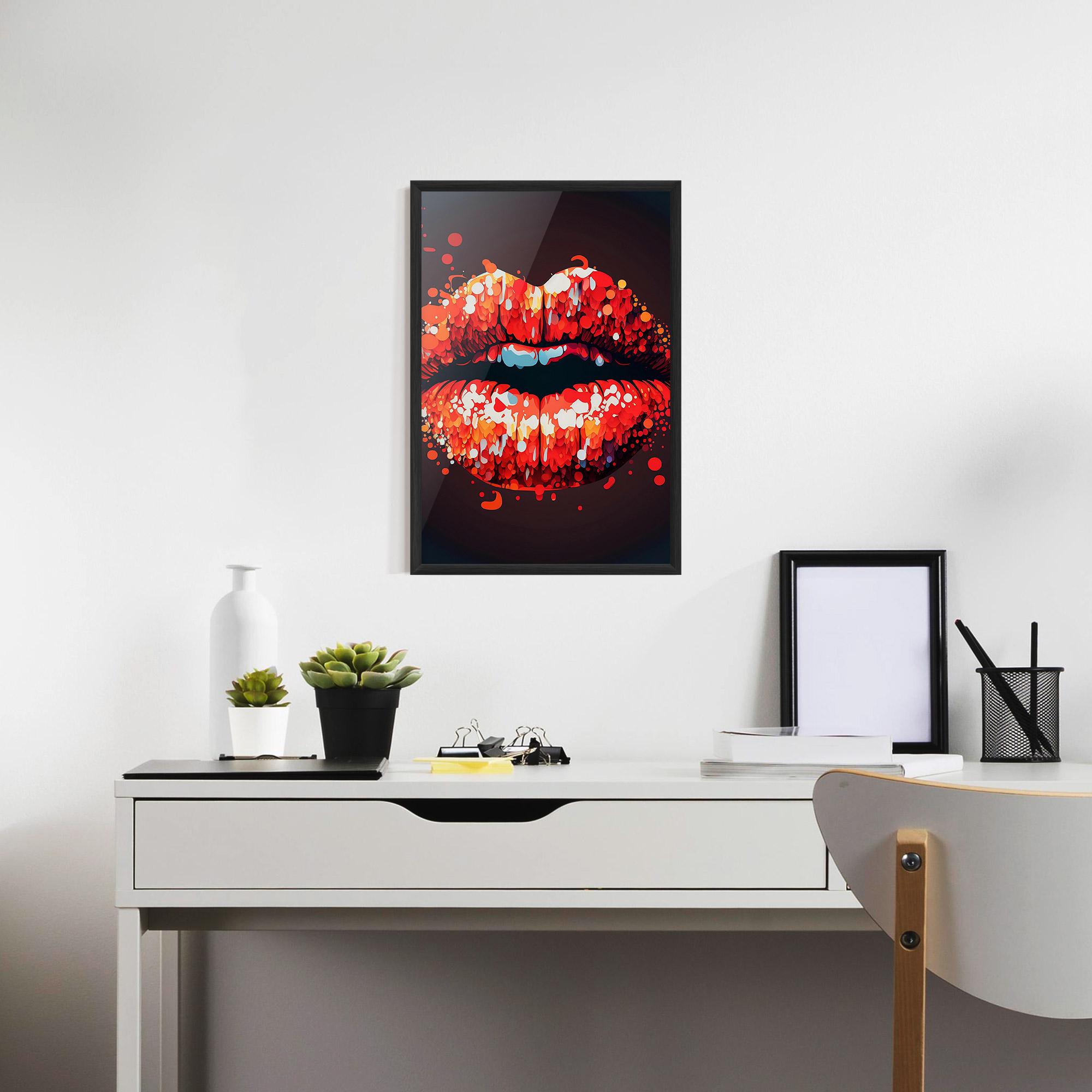 Gerahmte Poster Red Lips With Word Lips It mockup 7