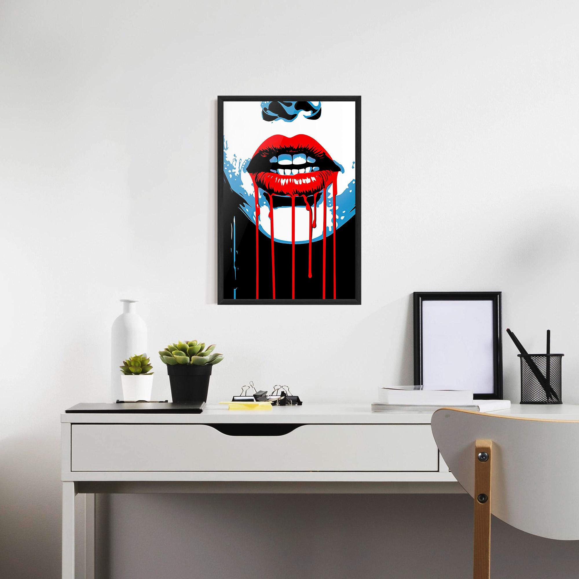Gerahmte Poster Red Lipstick Flowing mockup 7