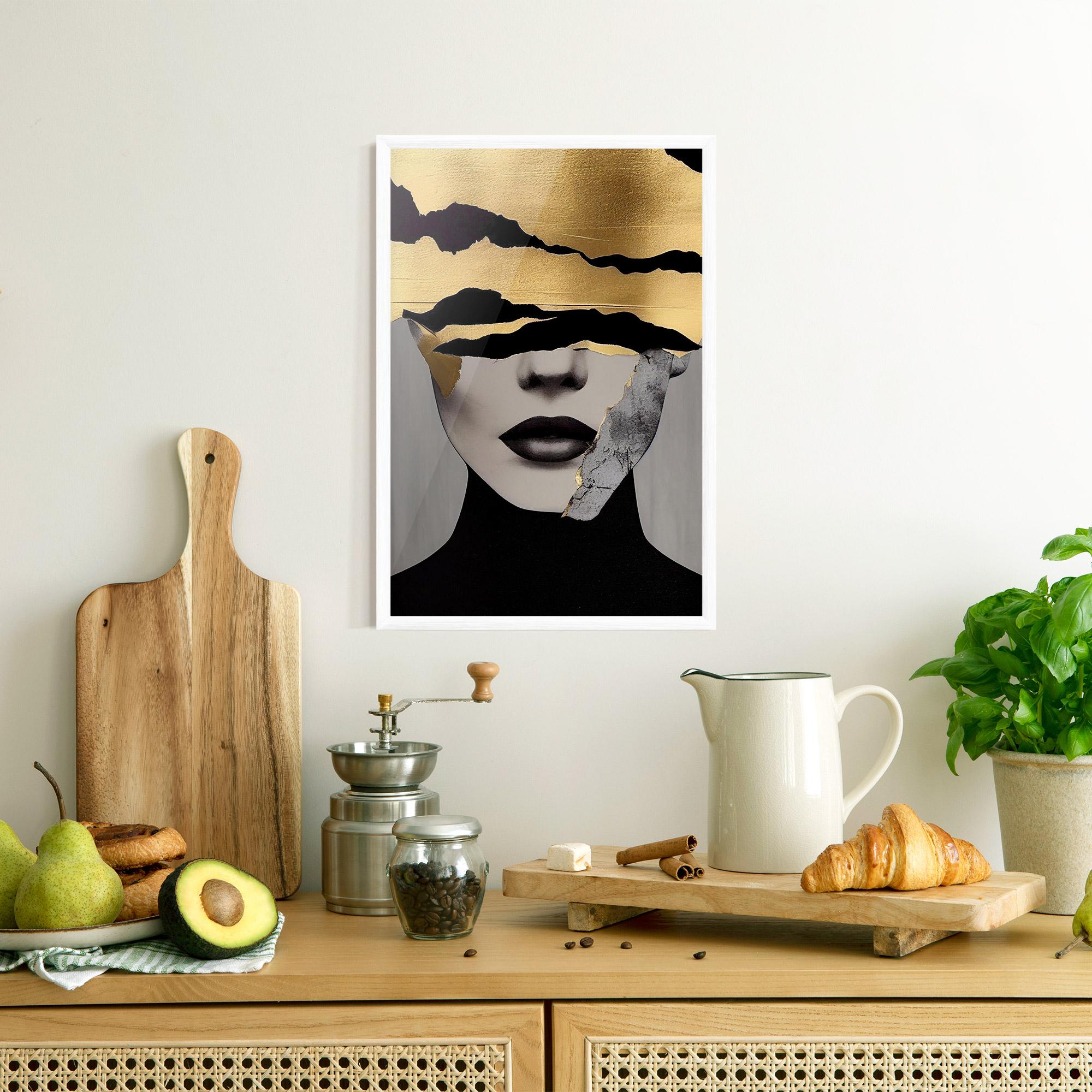 Gerahmte Poster Grey Gold Lips mockup 8