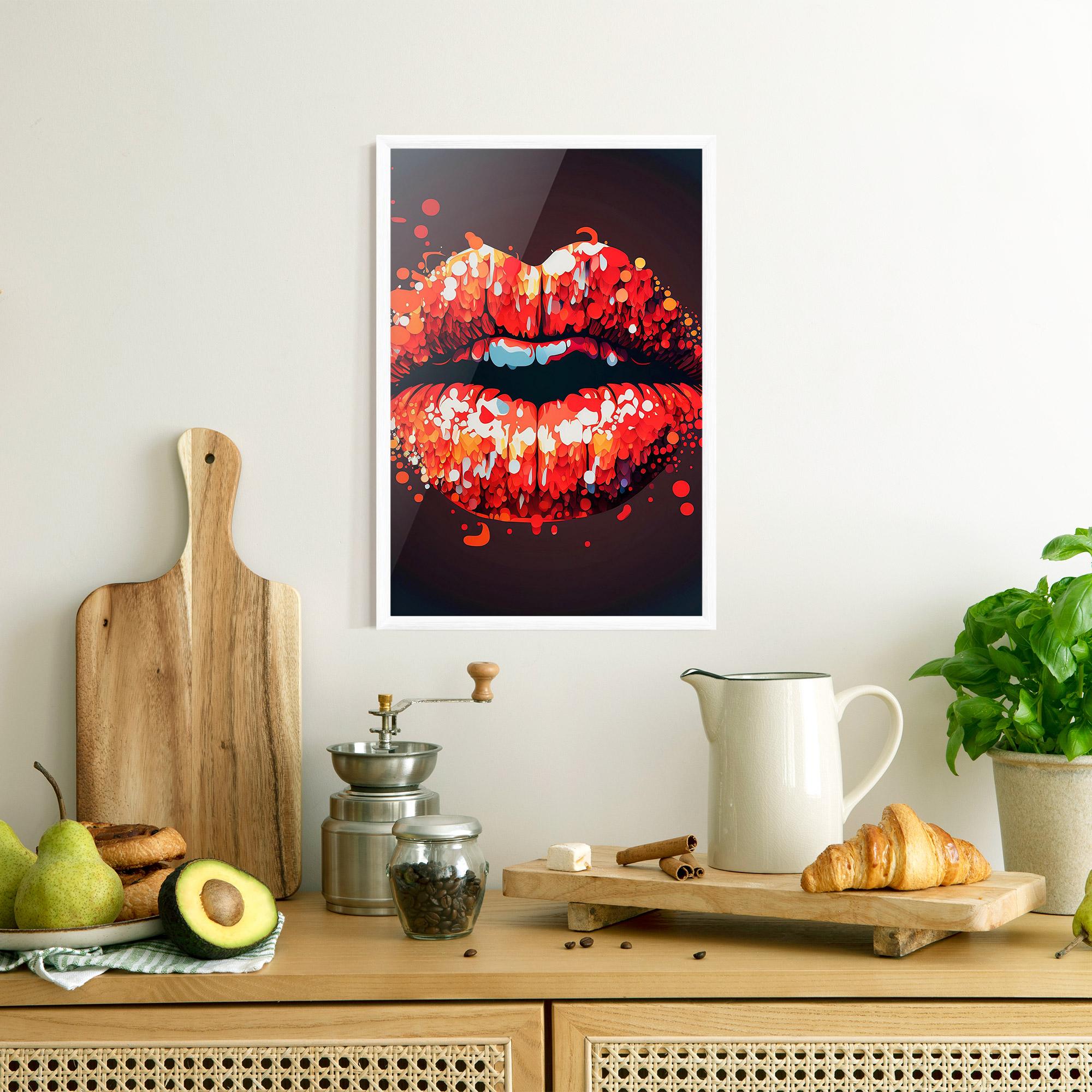 Gerahmte Poster Red Lips With Word Lips It mockup 8
