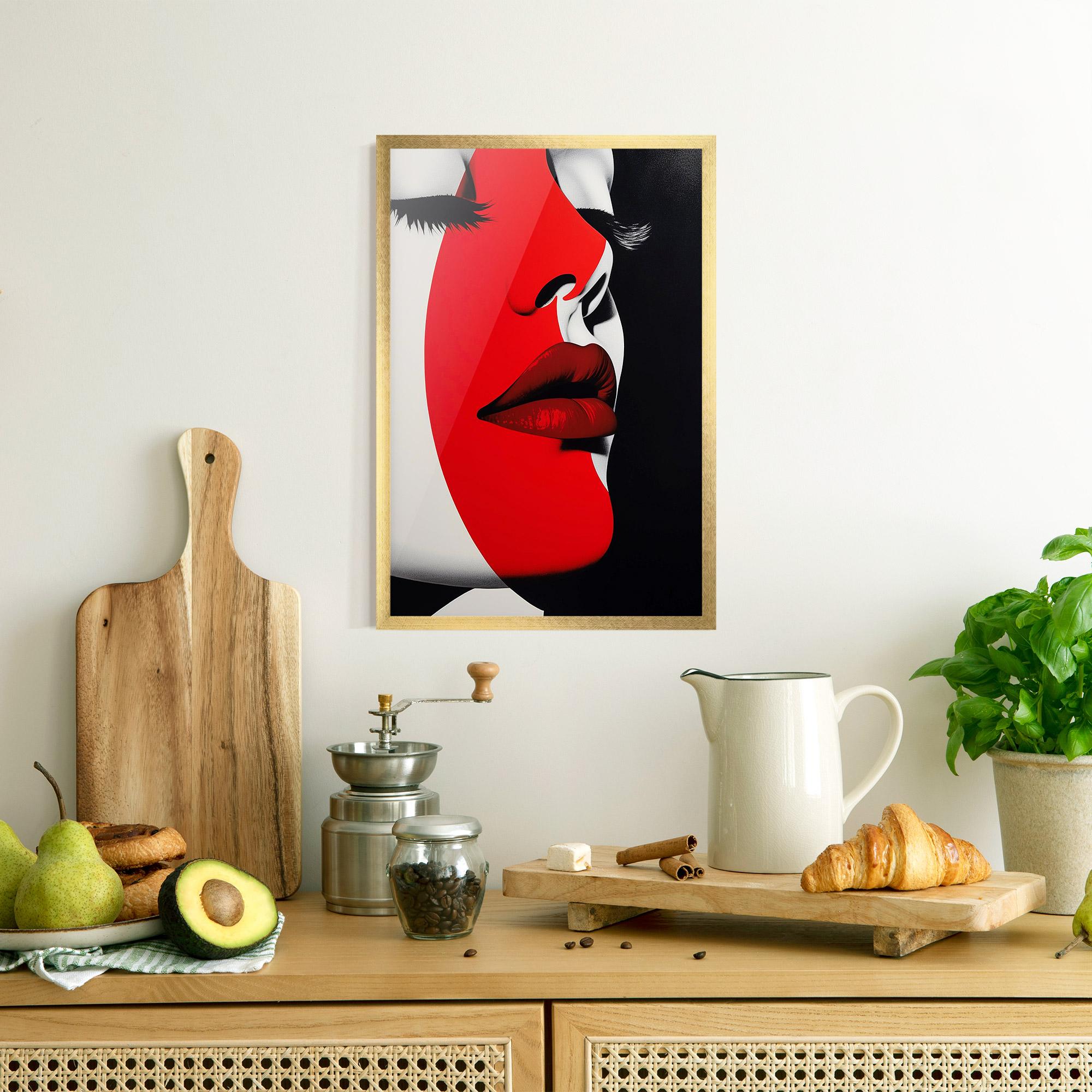 Gerahmte Poster Dark Red Lips mockup 8