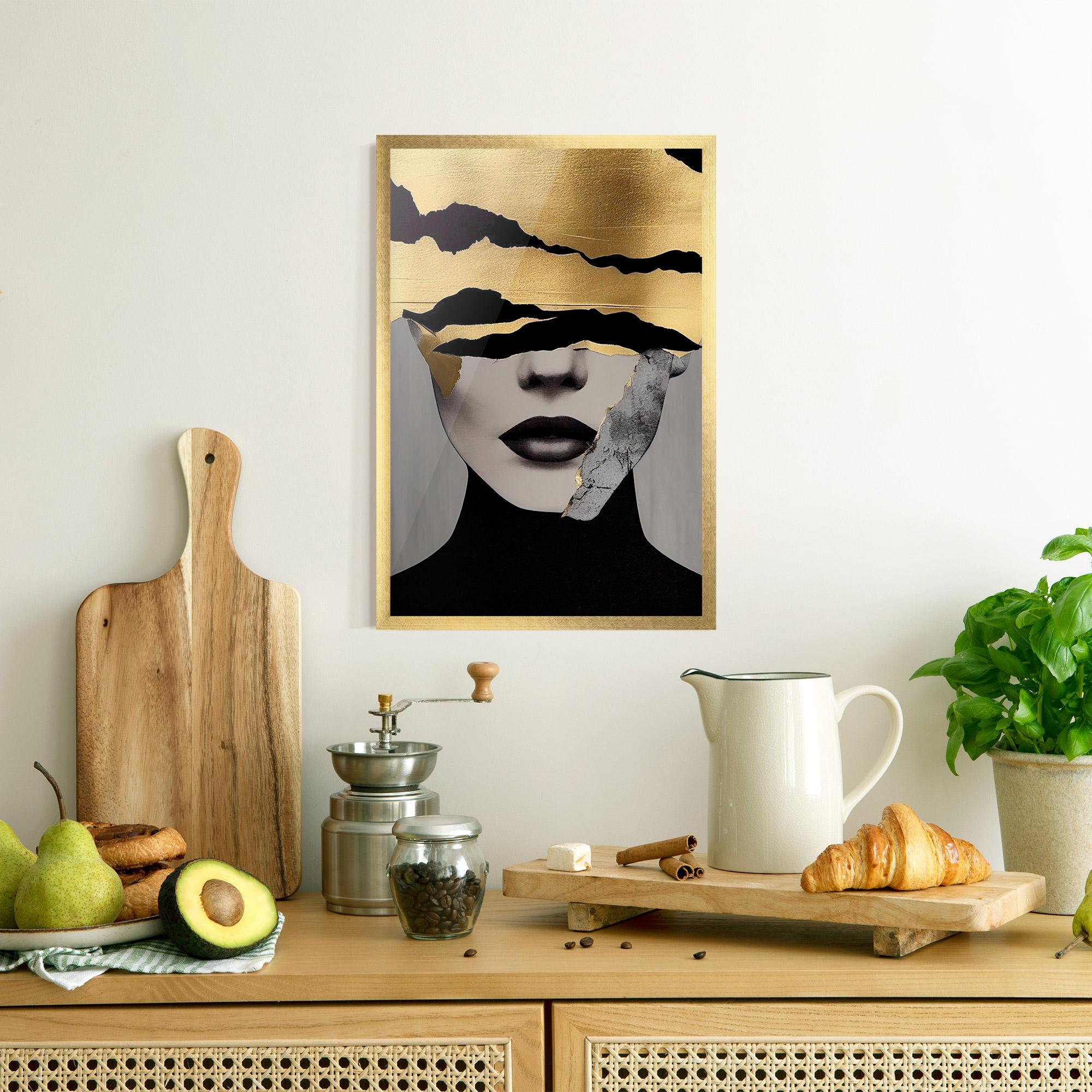 Gerahmte Poster Grey Gold Lips mockup 8