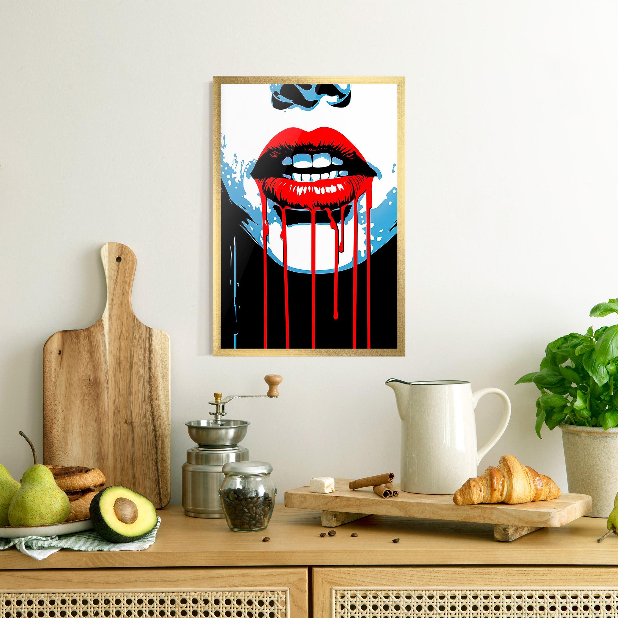 Gerahmte Poster Red Lipstick Flowing mockup 8
