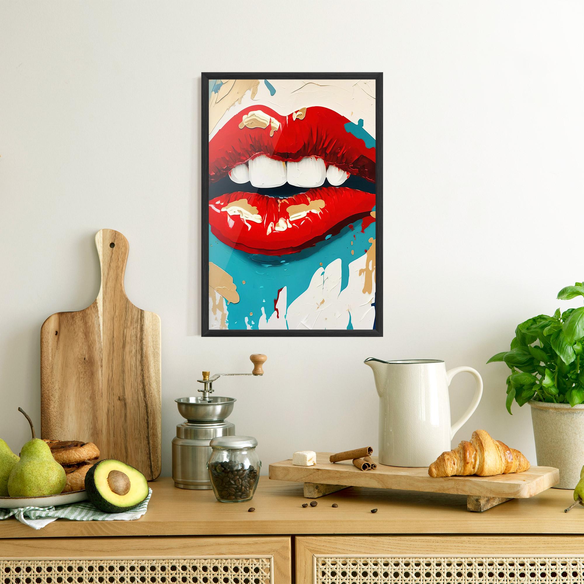 Gerahmte Poster Red Gold Lips mockup 8