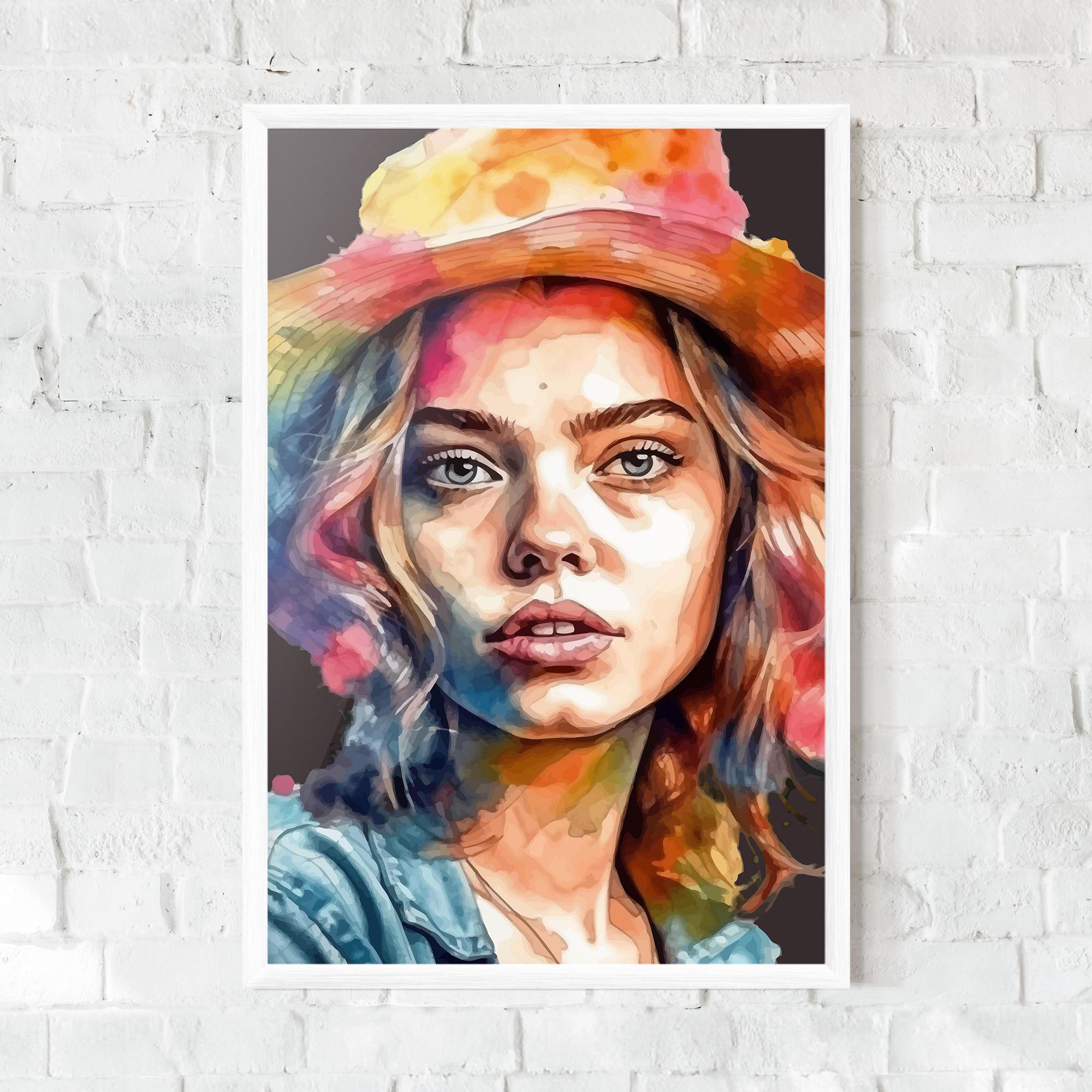 Gerahmte Poster Hat Portrait Girl mockup 0