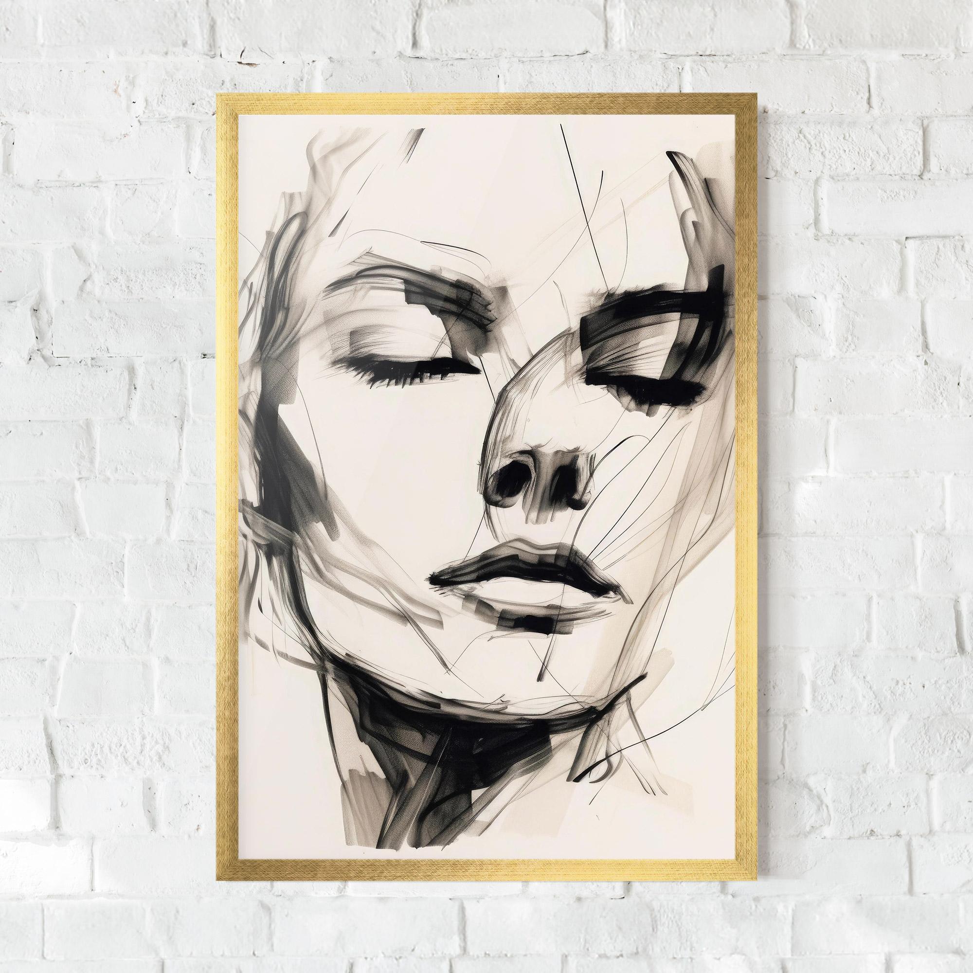 Gerahmte Poster Continuous Line Woman mockup 0