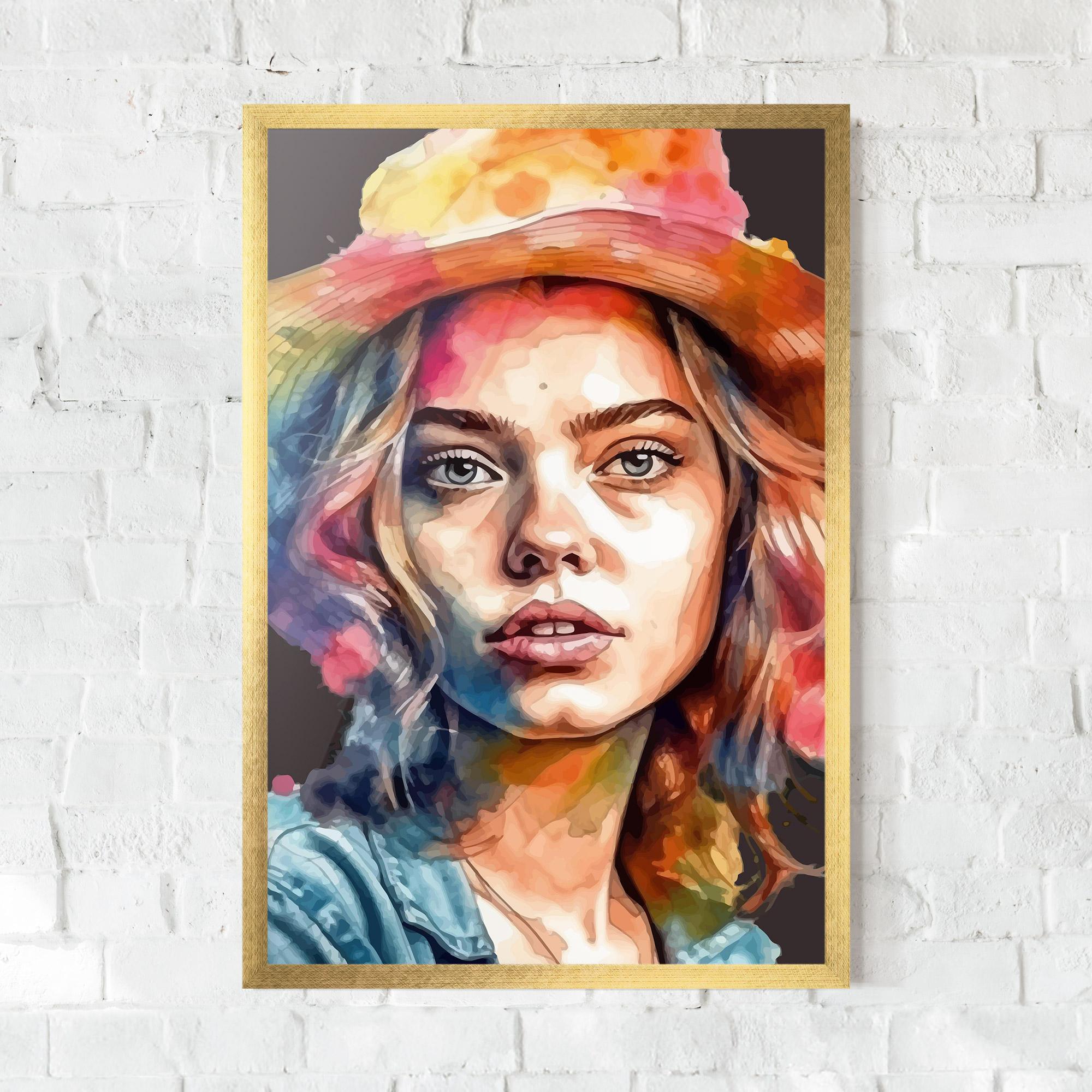 Gerahmte Poster Hat Portrait Girl mockup 0