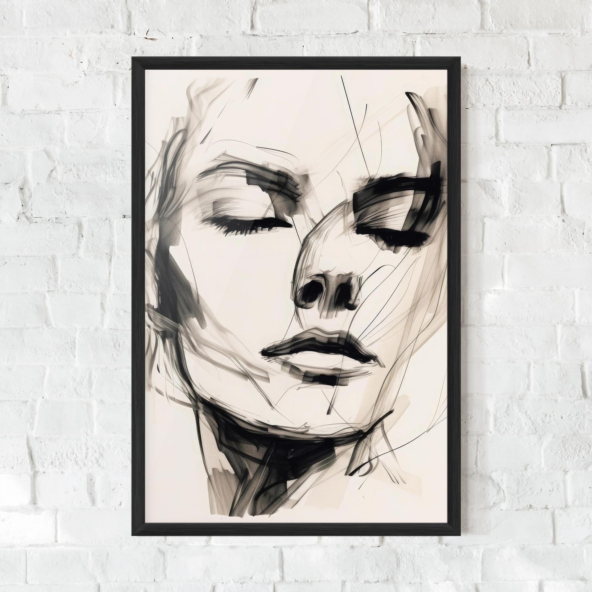 Gerahmte Poster Continuous Line Woman mockup 0