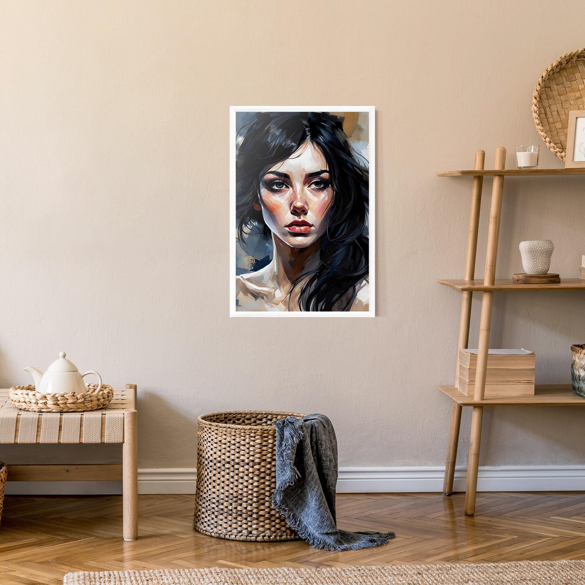 Gerahmte Poster Long Black Hair Portrait mockup 9