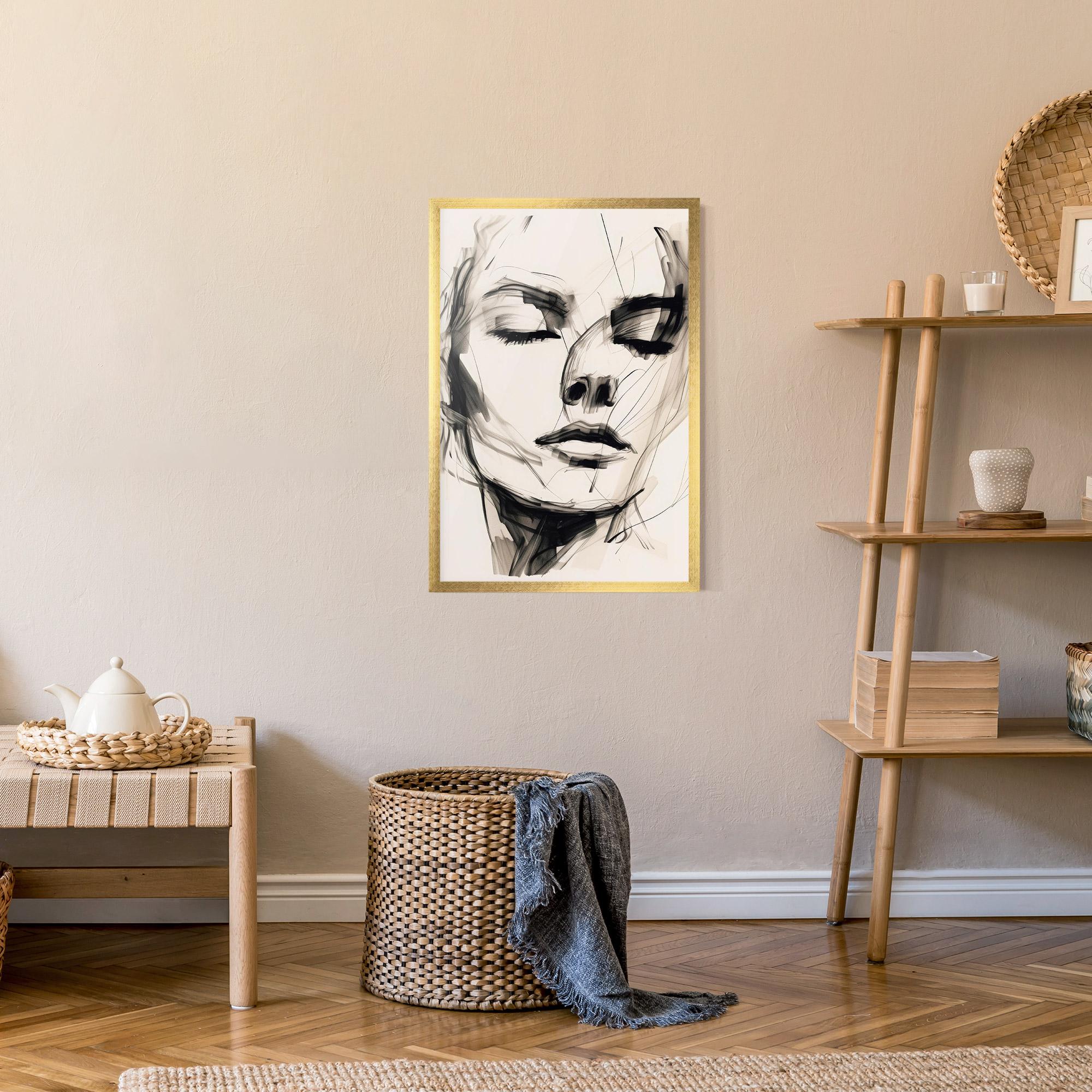 Gerahmte Poster Continuous Line Woman mockup 9