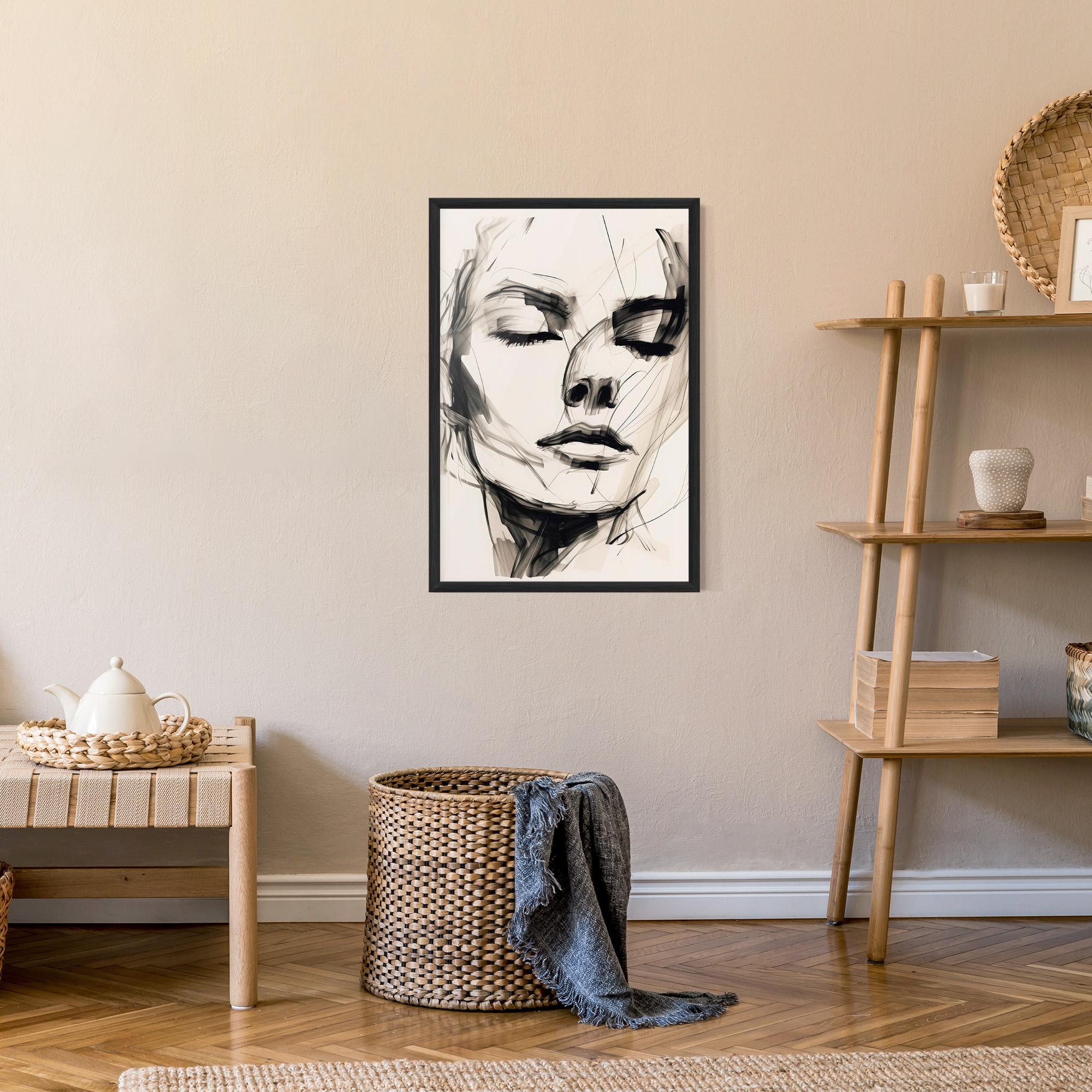 Gerahmte Poster Continuous Line Woman mockup 9