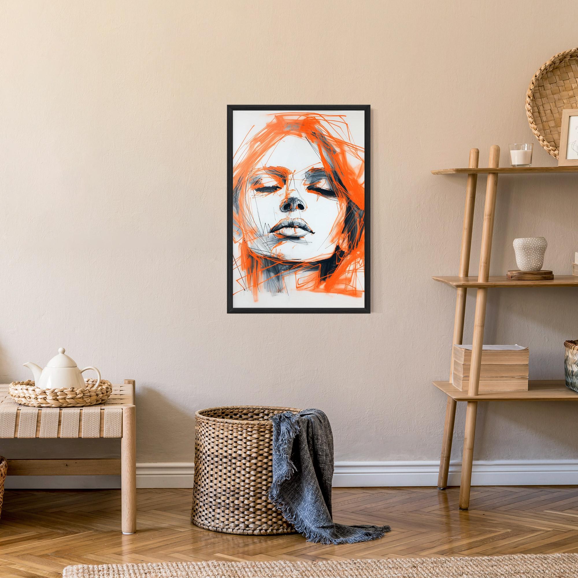 Gerahmte Poster Orange Ink Drawing mockup 9