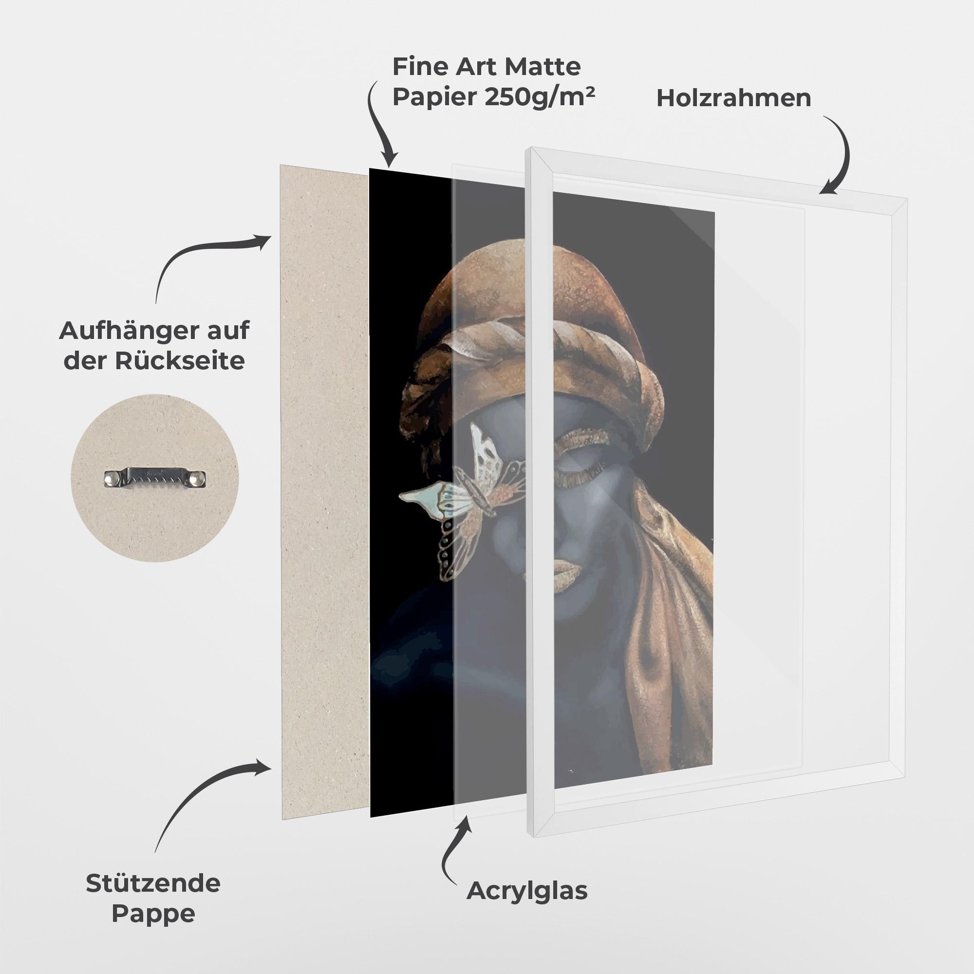 Gerahmte Poster Butterfly Lady mockup 1